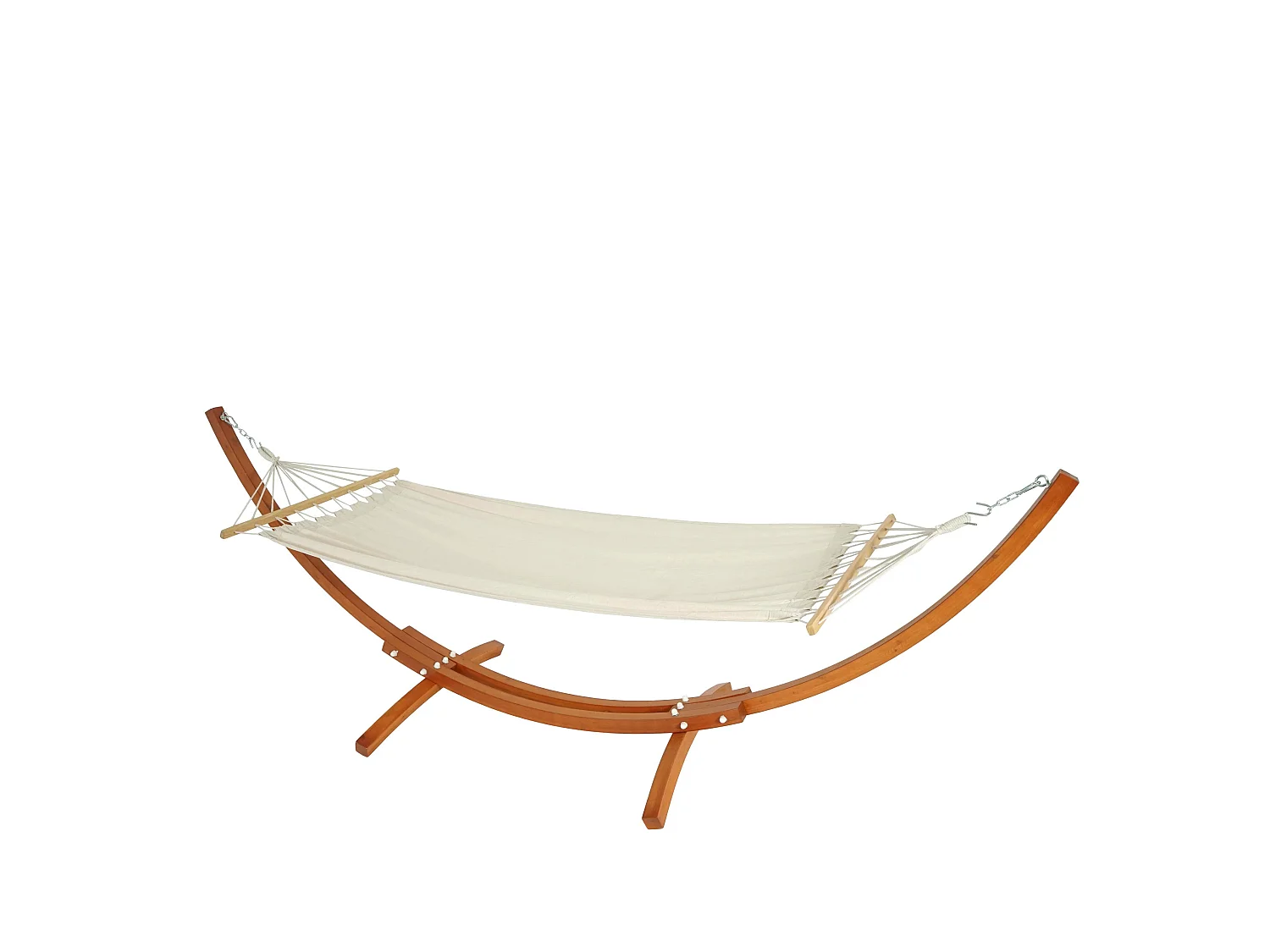 Hamac avec support MCW-J46,  Marron, tissu creme-blanc