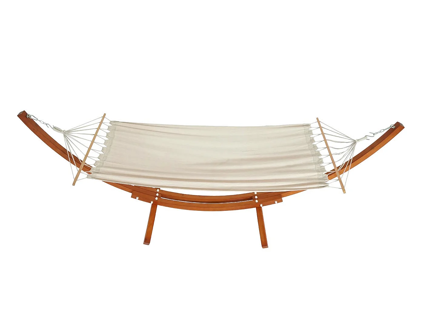 Hamac avec support MCW-J46,  Marron, tissu creme-blanc