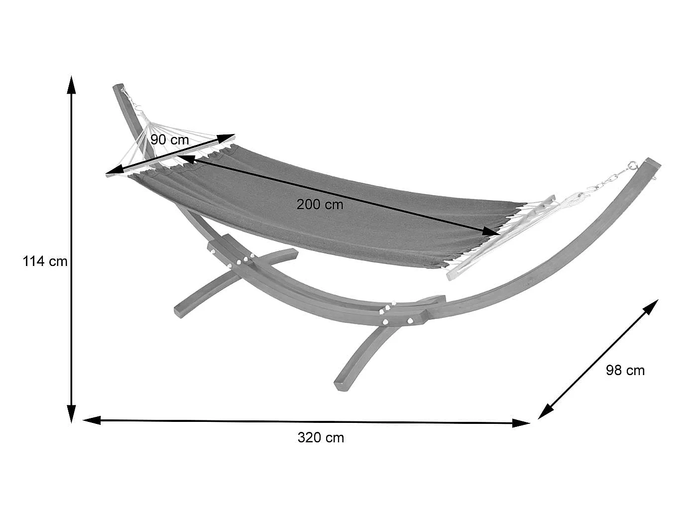 Hamac avec support MCW-J46,  Marron, tissu creme-blanc