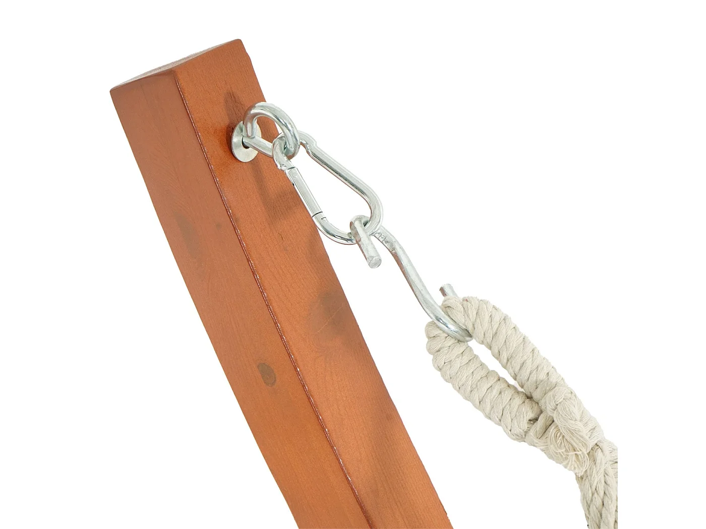 Hamac avec support MCW-J46,  Marron, tissu creme-blanc