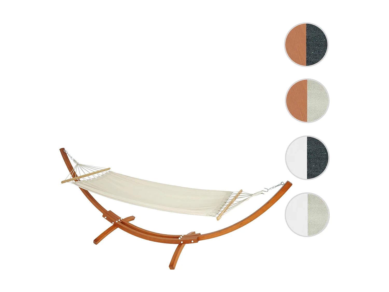 Hamac avec support MCW-J46,  Marron, tissu creme-blanc