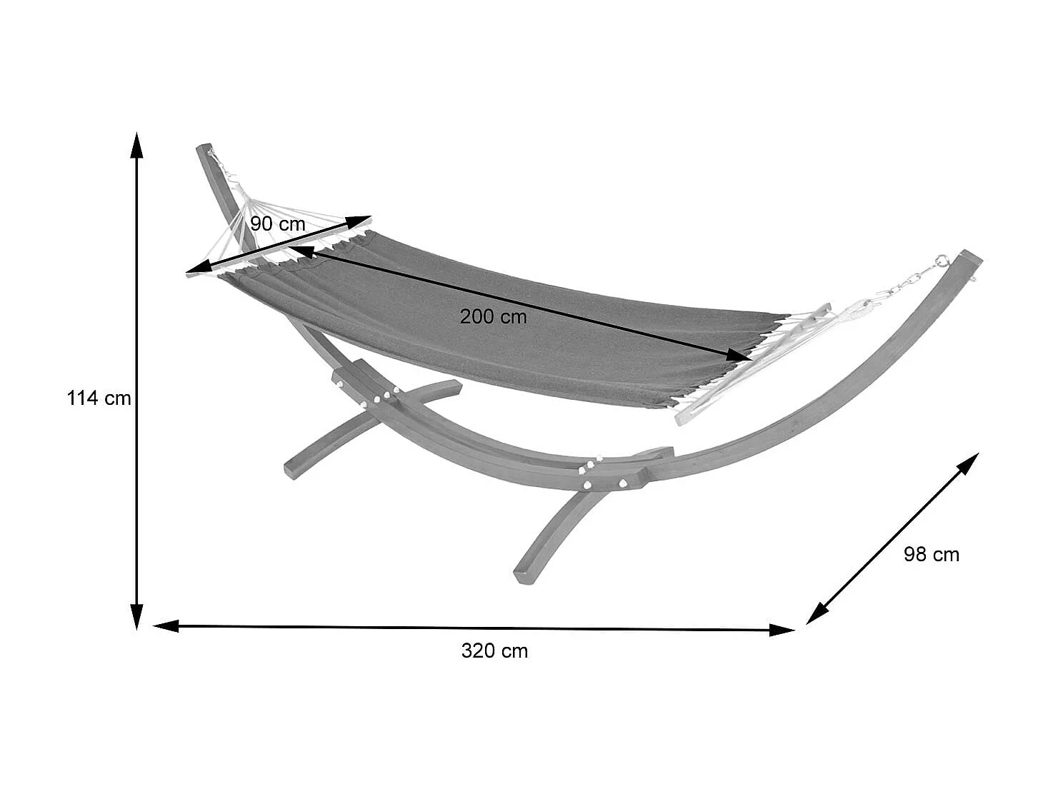 Hamac avec support MCW-J46,  marron, tissu gris