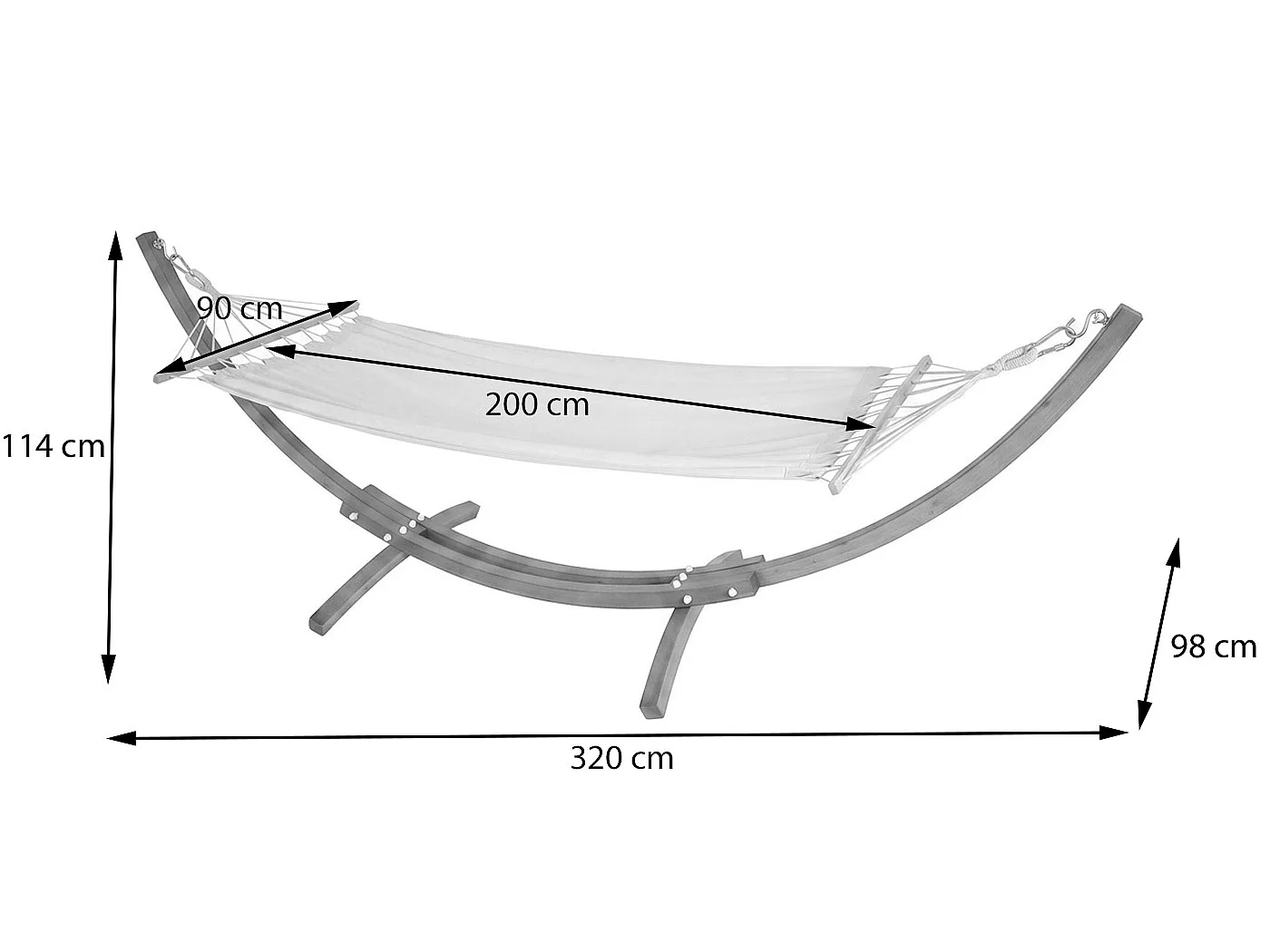 Hangmat met frame MCW-J46,  bruin, mat grijs