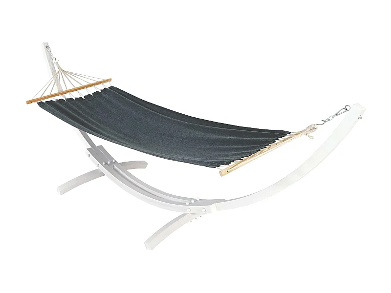 Amaca con struttura in legno MCW-J46 regolabile 320cm bianco telo grigio