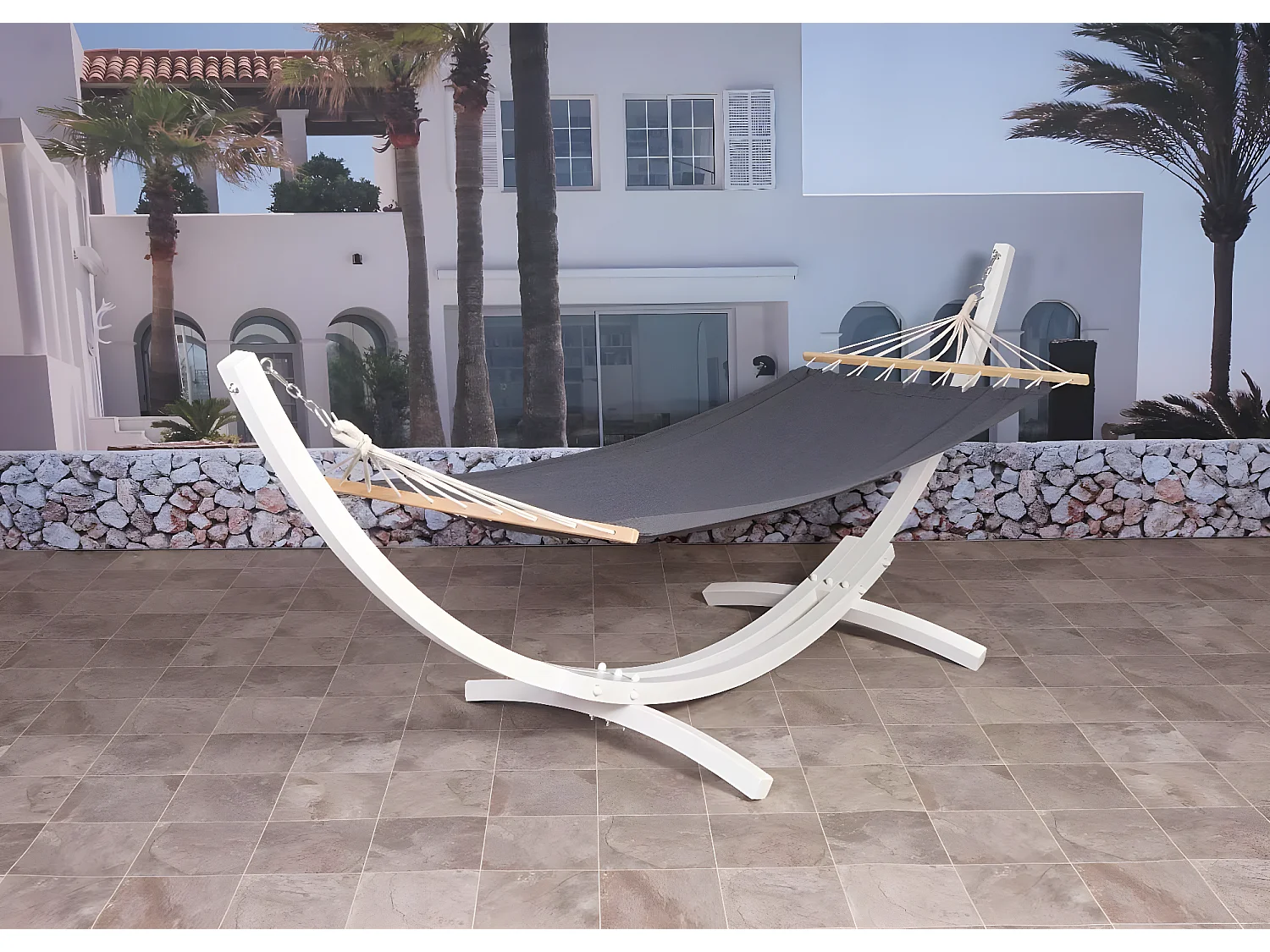 Hamac avec support MCW-J46,  blanc, tissu gris