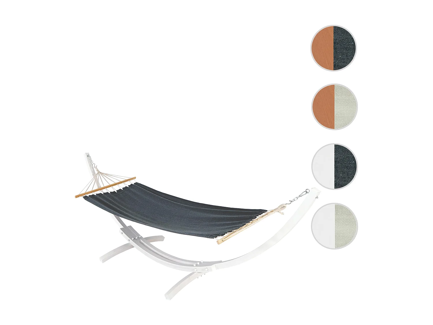 Hangmat met frame MCW-J46,  wit, mat grijs
