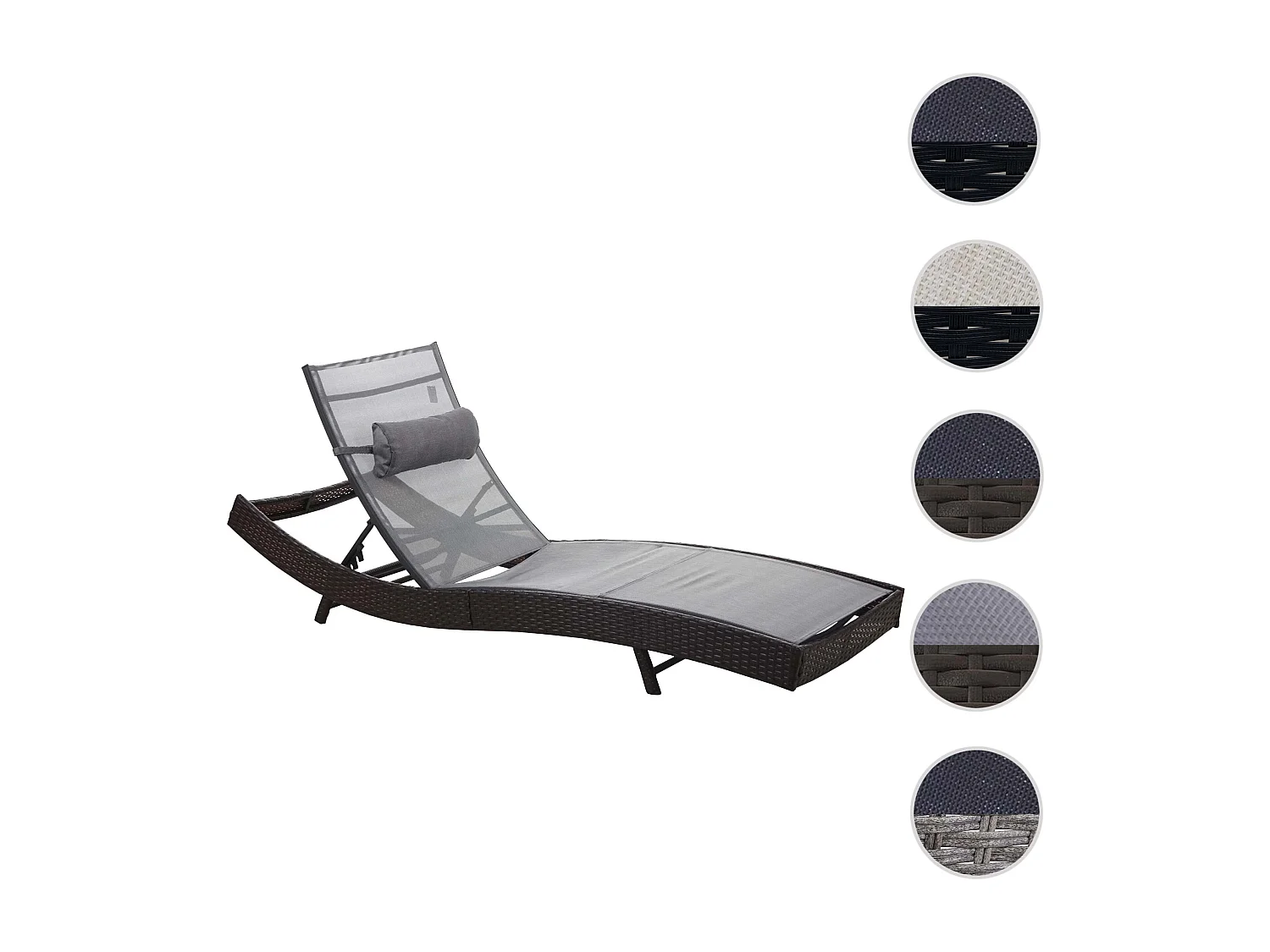 Sonnenliege Phoenix, Braun-meliert, Bezug grau