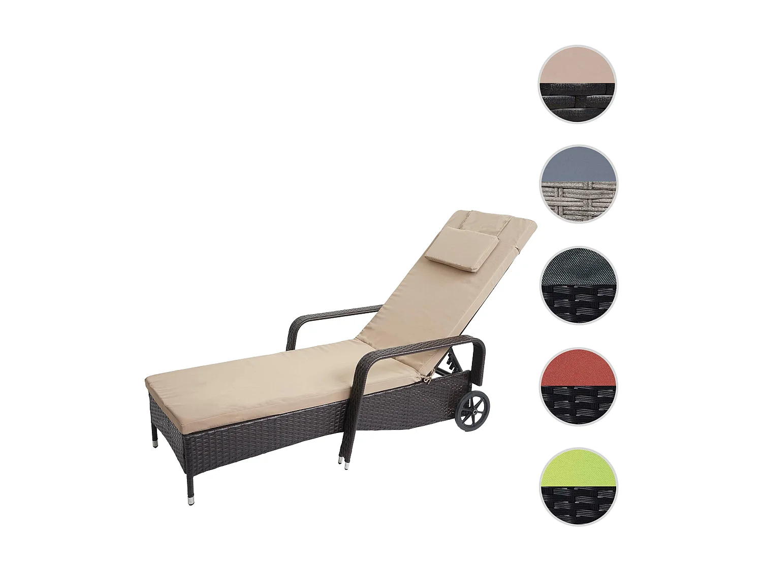 Poly-Rattan Bain de soleil Cesena,  anthracite, coussin beige