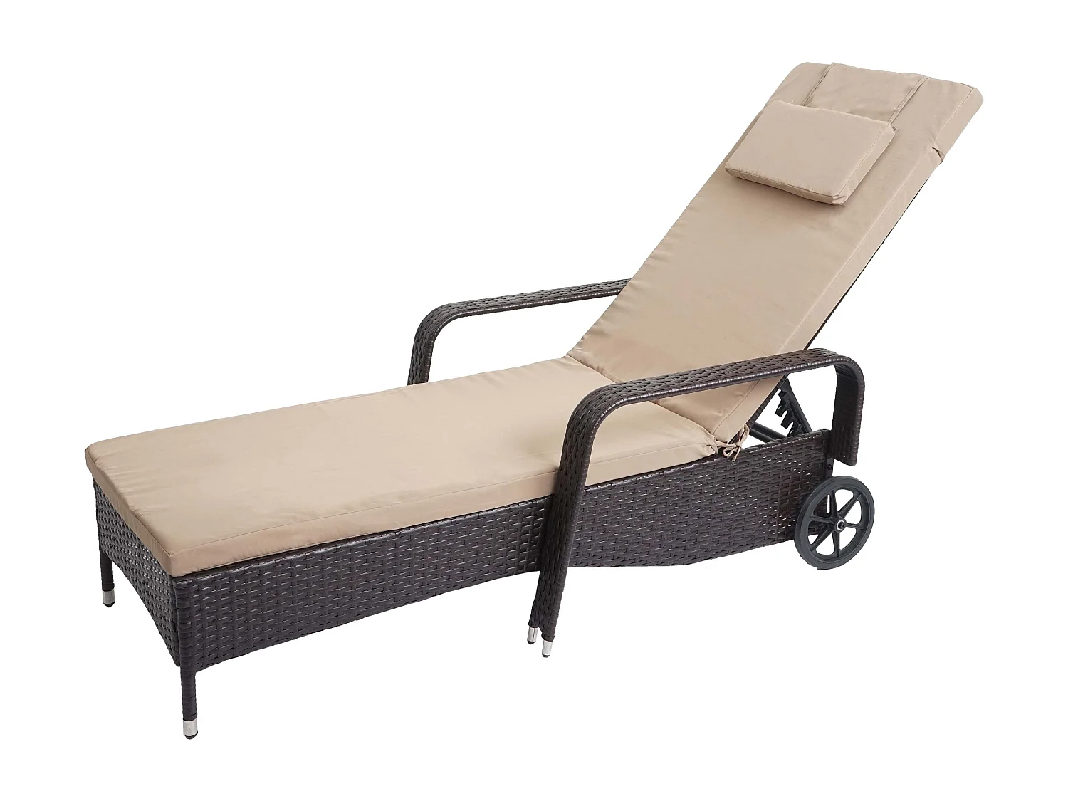 Poly-Rattan Bain de soleil Cesena,  anthracite, coussin beige