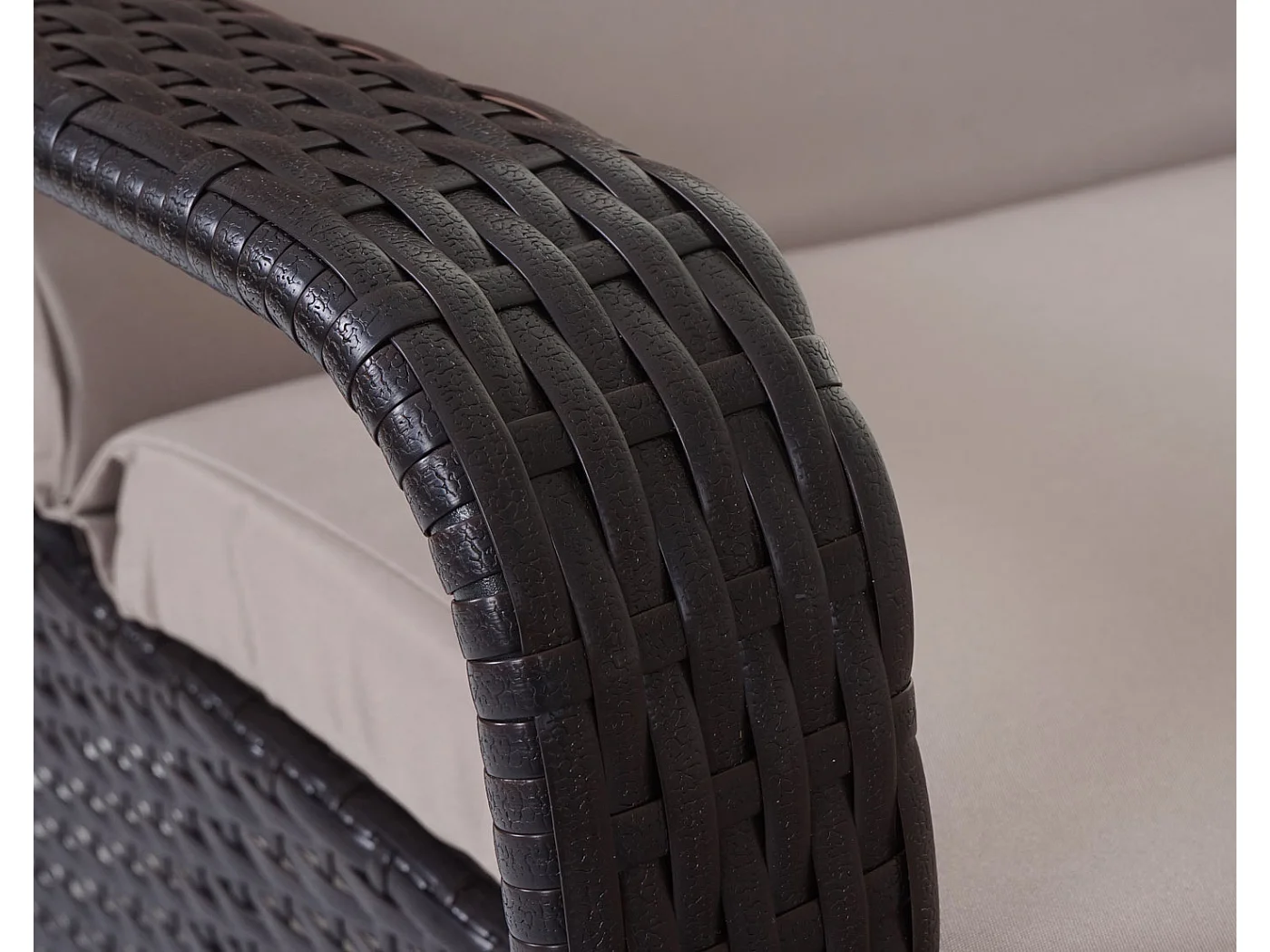 Poly-Rattan Bain de soleil Cesena,  anthracite, coussin beige