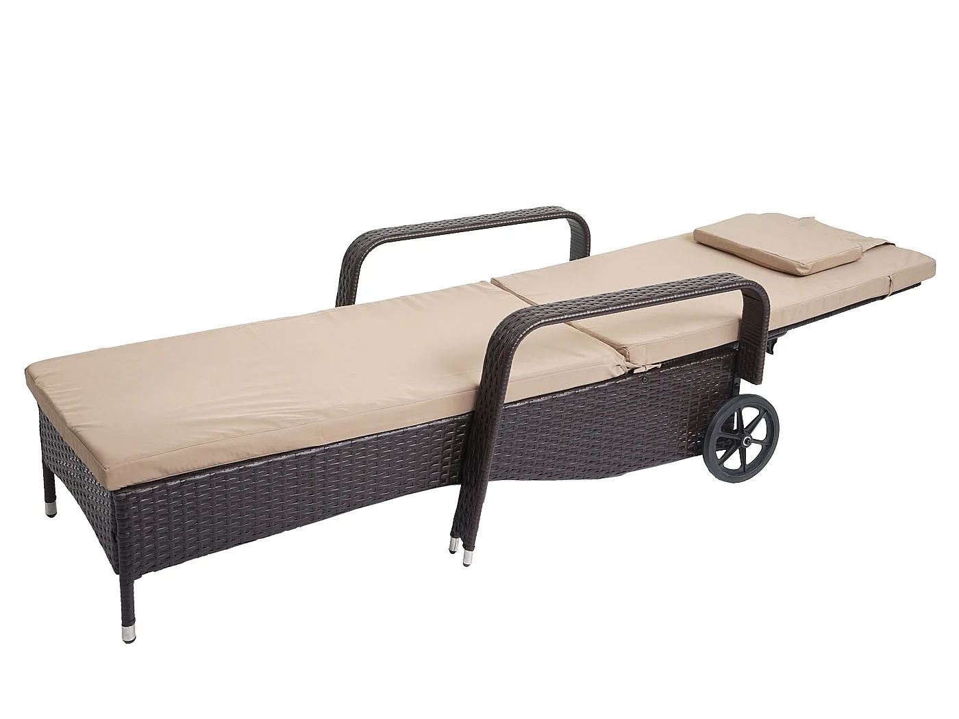 Cesena Poly-Rattan Sun Lounger,  Brown, Beige Cushion