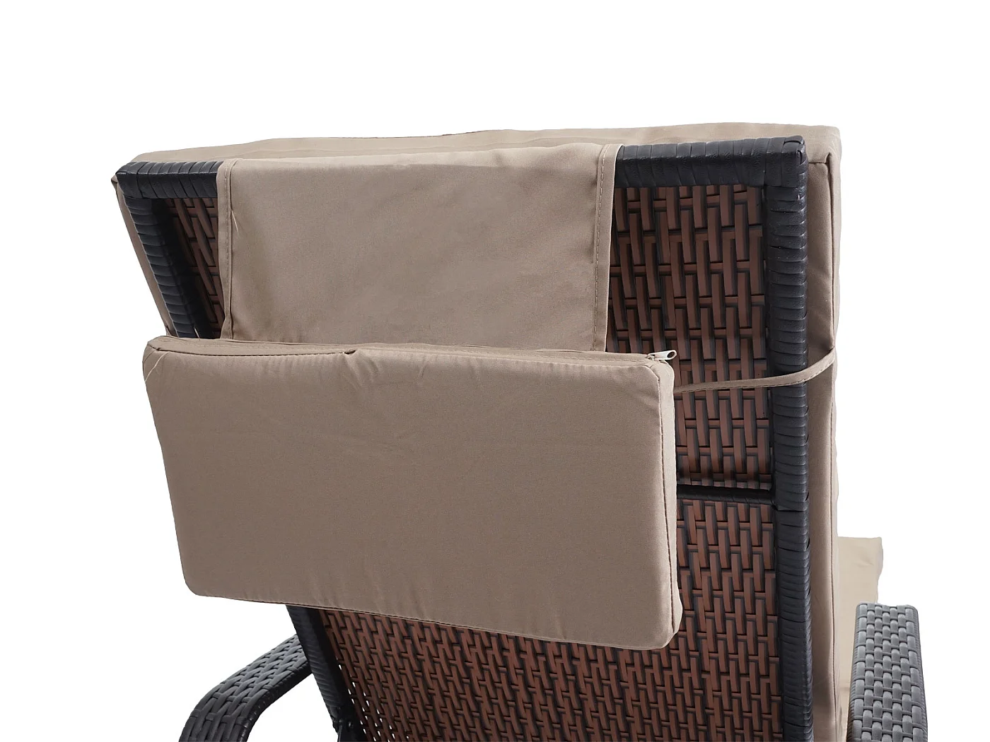 Cesena Poly-Rattan Sun Lounger,  Brown, Beige Cushion