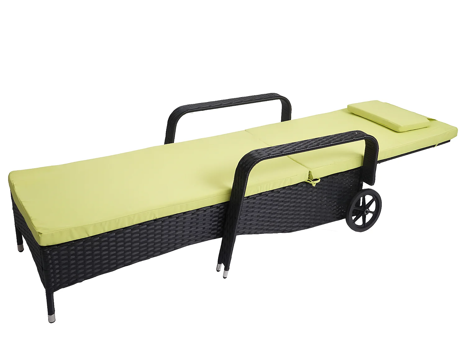 Lettino regolabile da esterno Carrara alluminio polyrattan antracite con cuscino verde