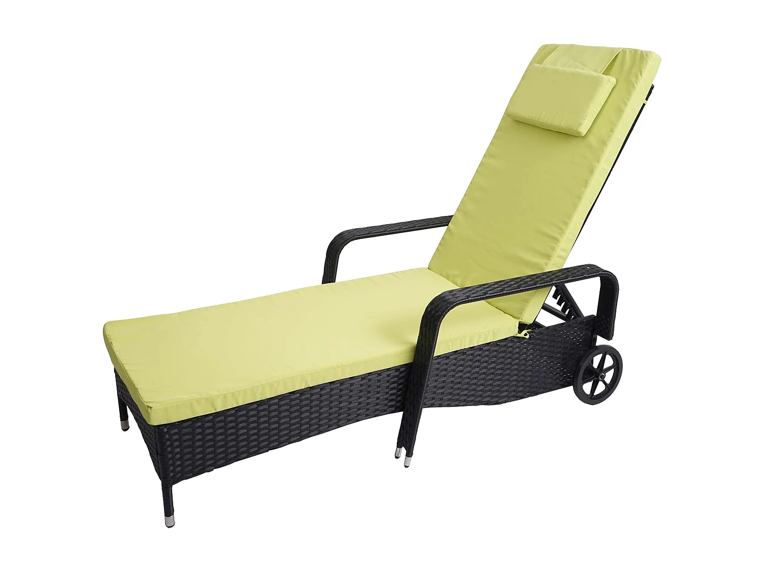 Poly-Rattan Bain de soleil Cesena,  anthracite, coussin vert clair
