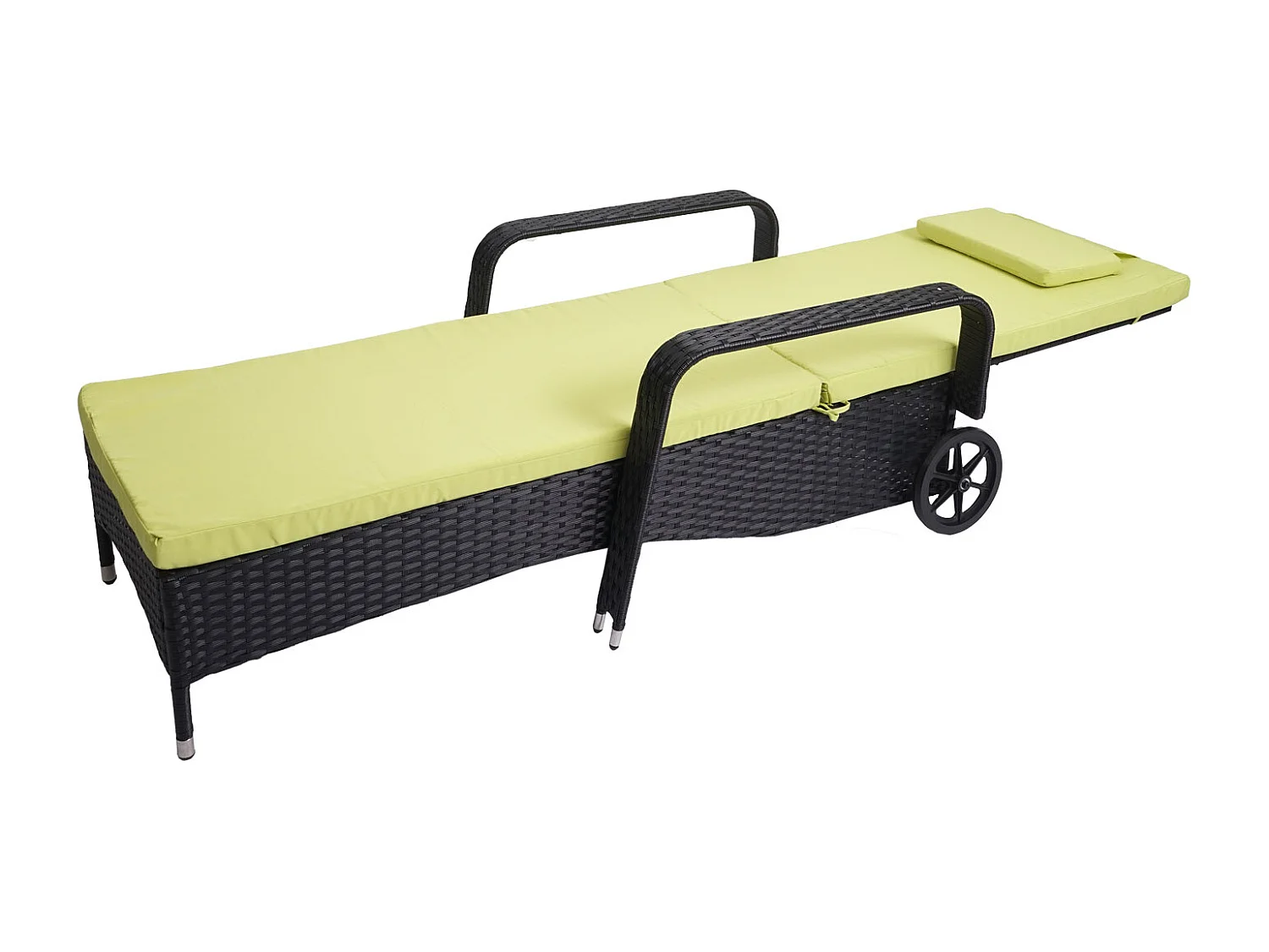 Poly-Rattan Bain de soleil Cesena,  anthracite, coussin vert clair