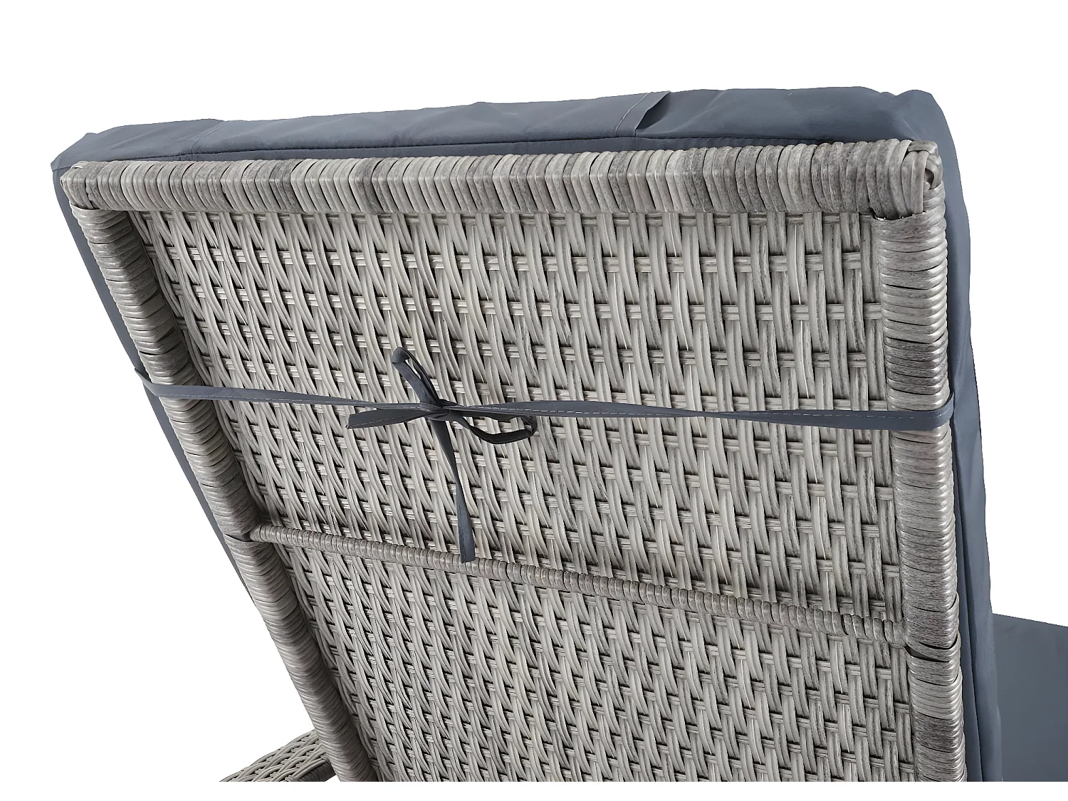Polirattanowy leżak Cesena,  szary, poduszki ciemnoszare
