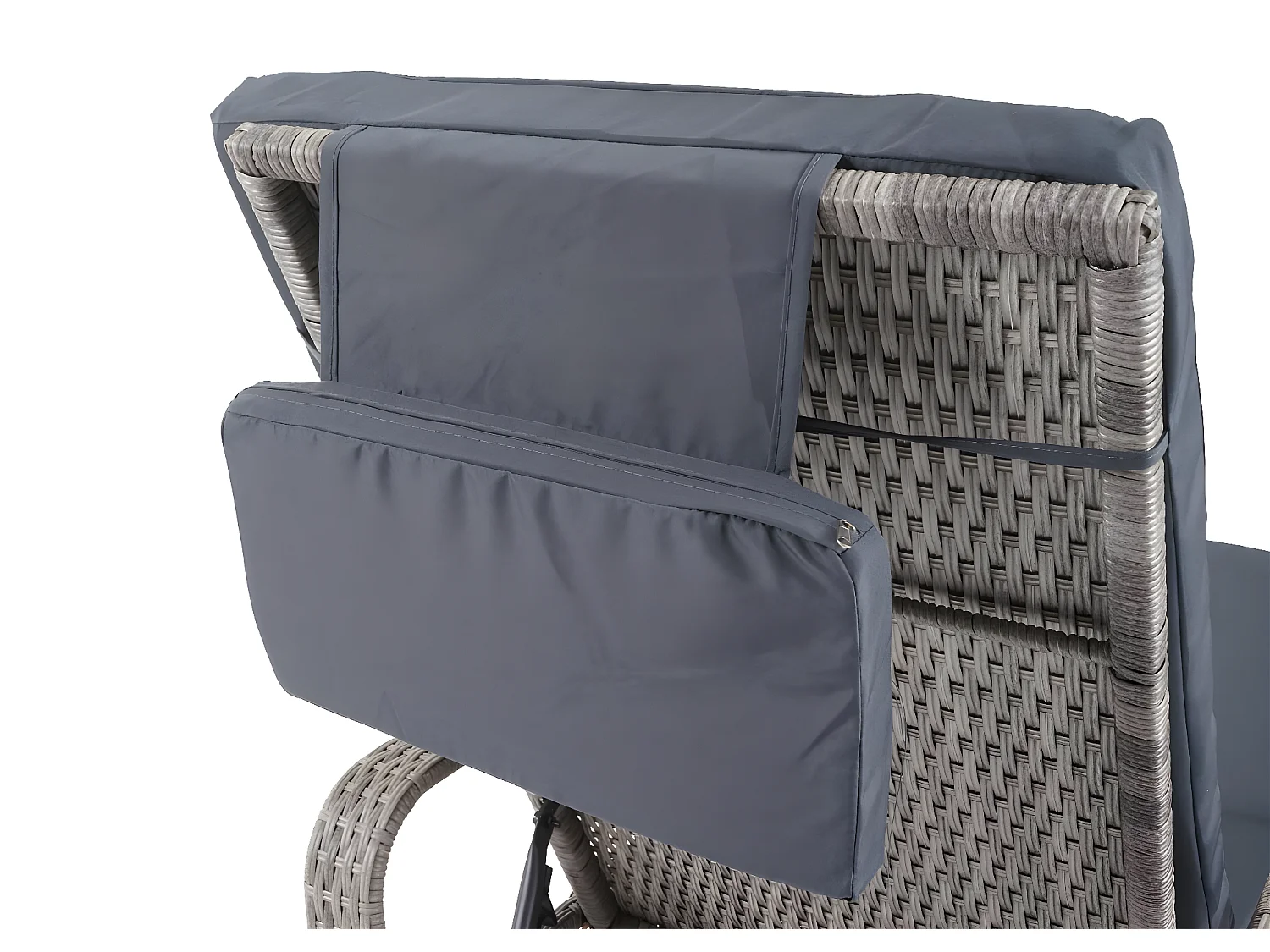 Polirattanowy leżak Cesena,  szary, poduszki ciemnoszare