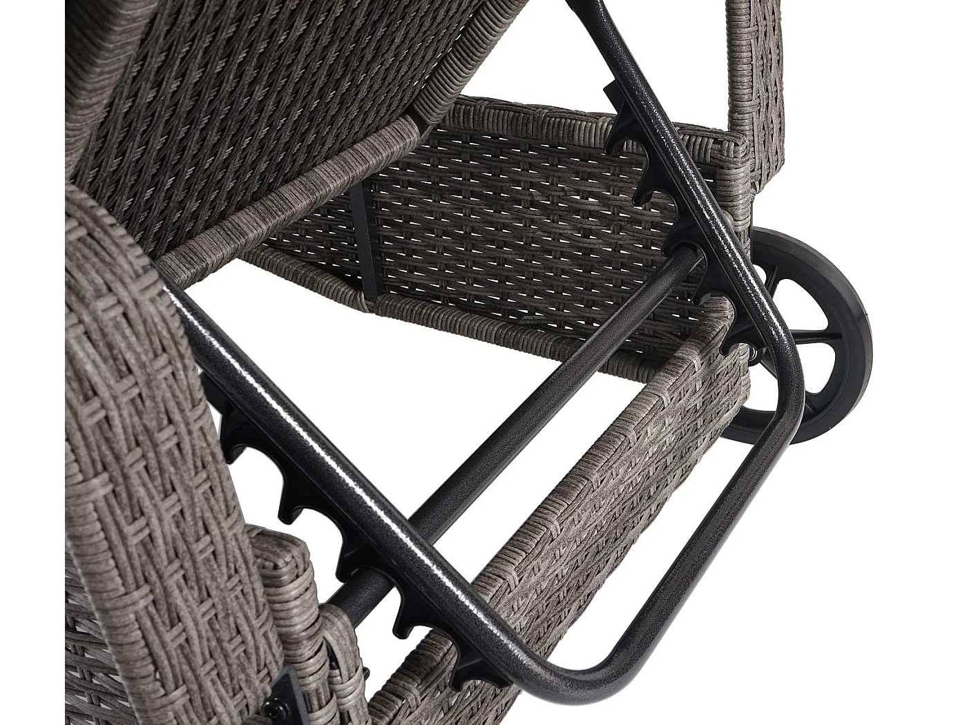 Polirattanowy leżak Cesena,  szary, poduszki ciemnoszare