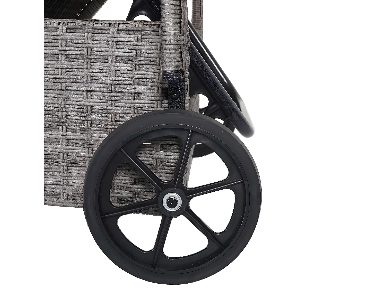 Polirattanowy leżak Cesena,  szary, poduszki ciemnoszare