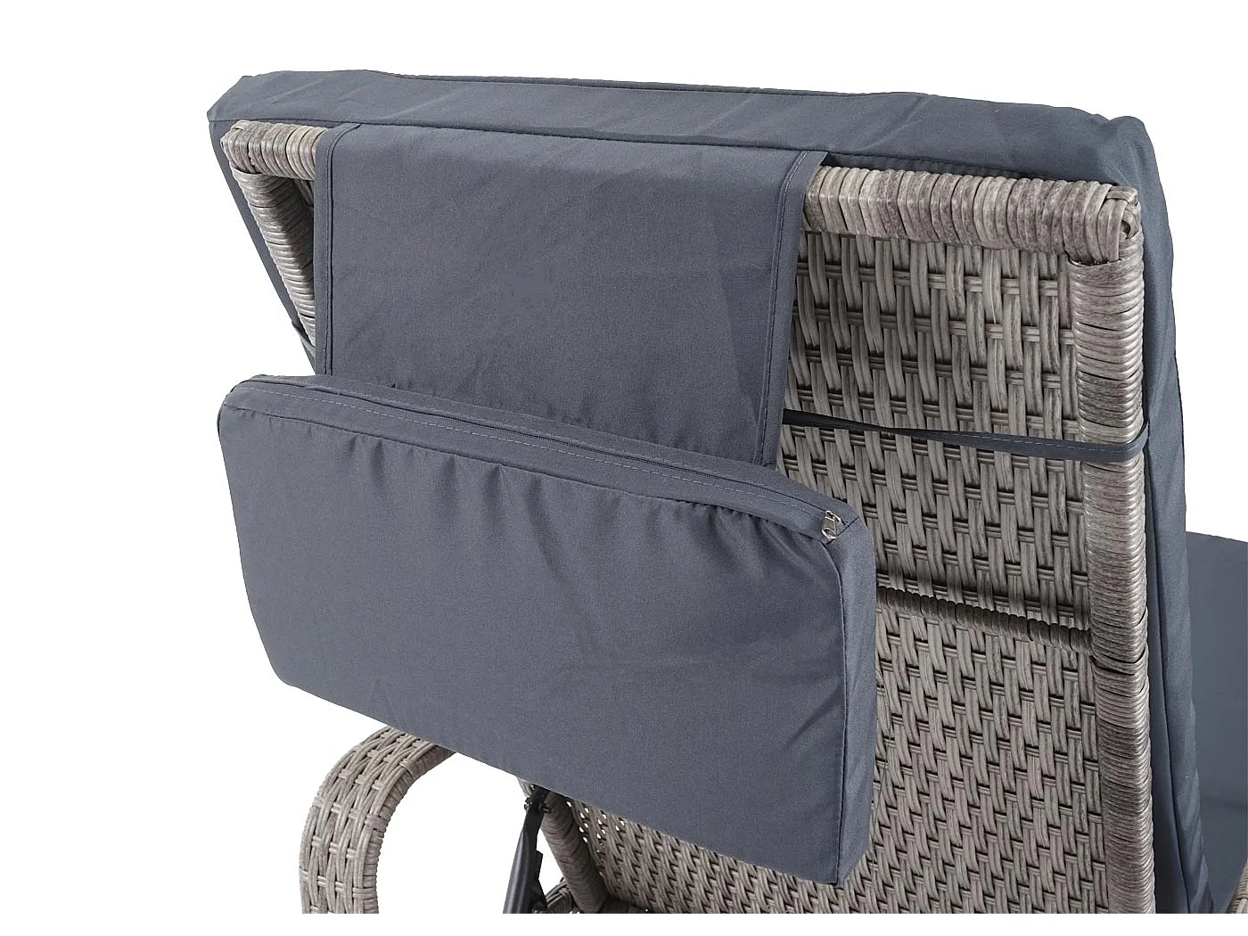 Leżak z polirattanowy Cesena,  szary, poduszka ciemnoszara