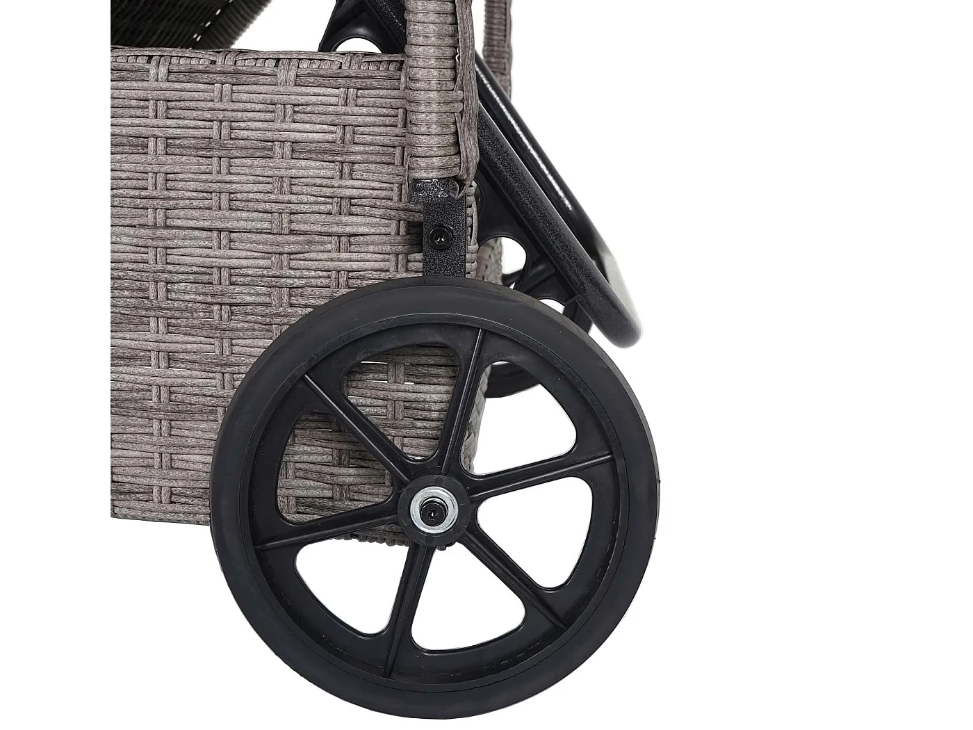 Leżak z polirattanowy Cesena,  szary, poduszka ciemnoszara