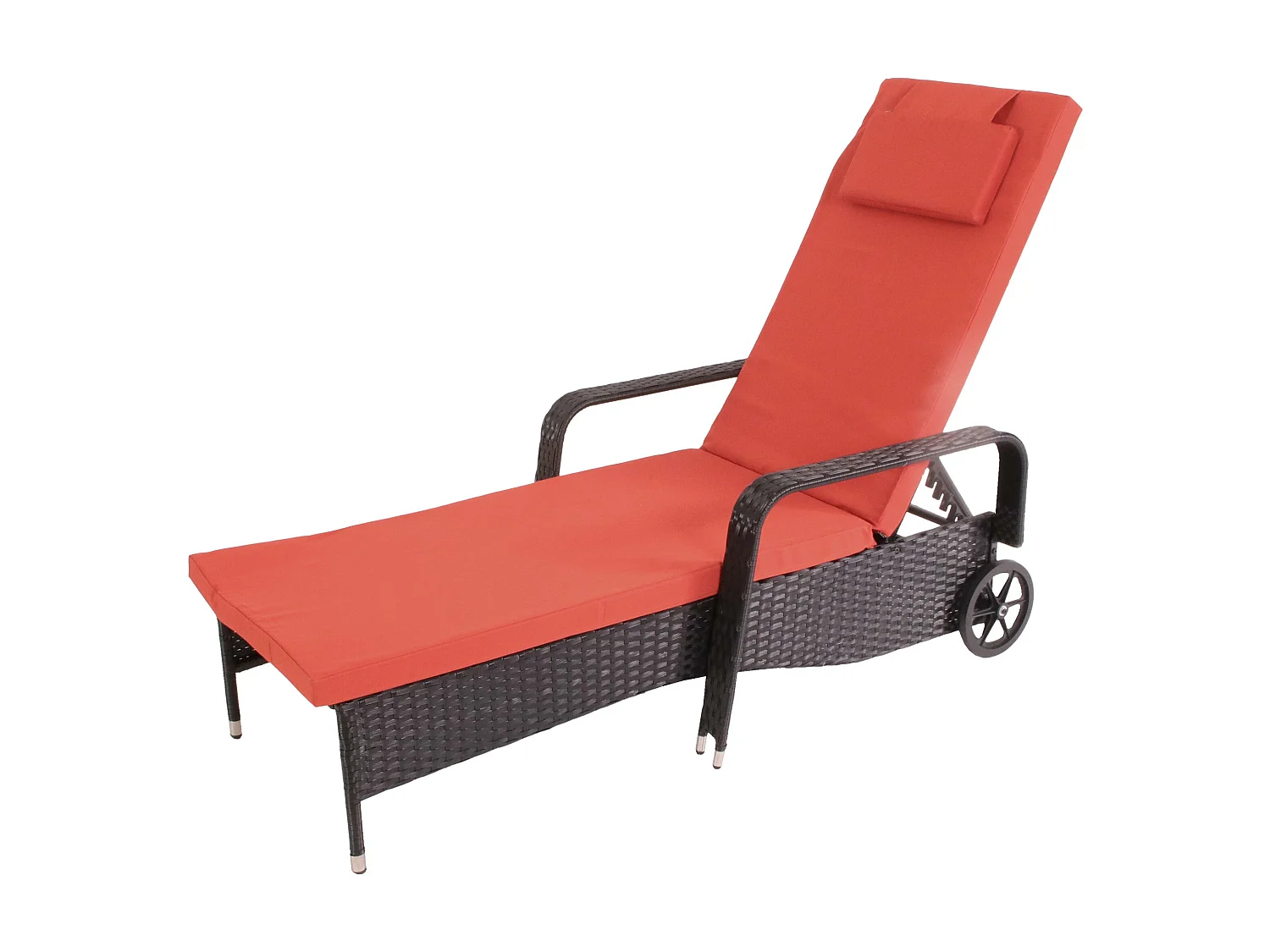 Poly-Rattan Bain de soleil Cesena,  anthracite, coussin terracota
