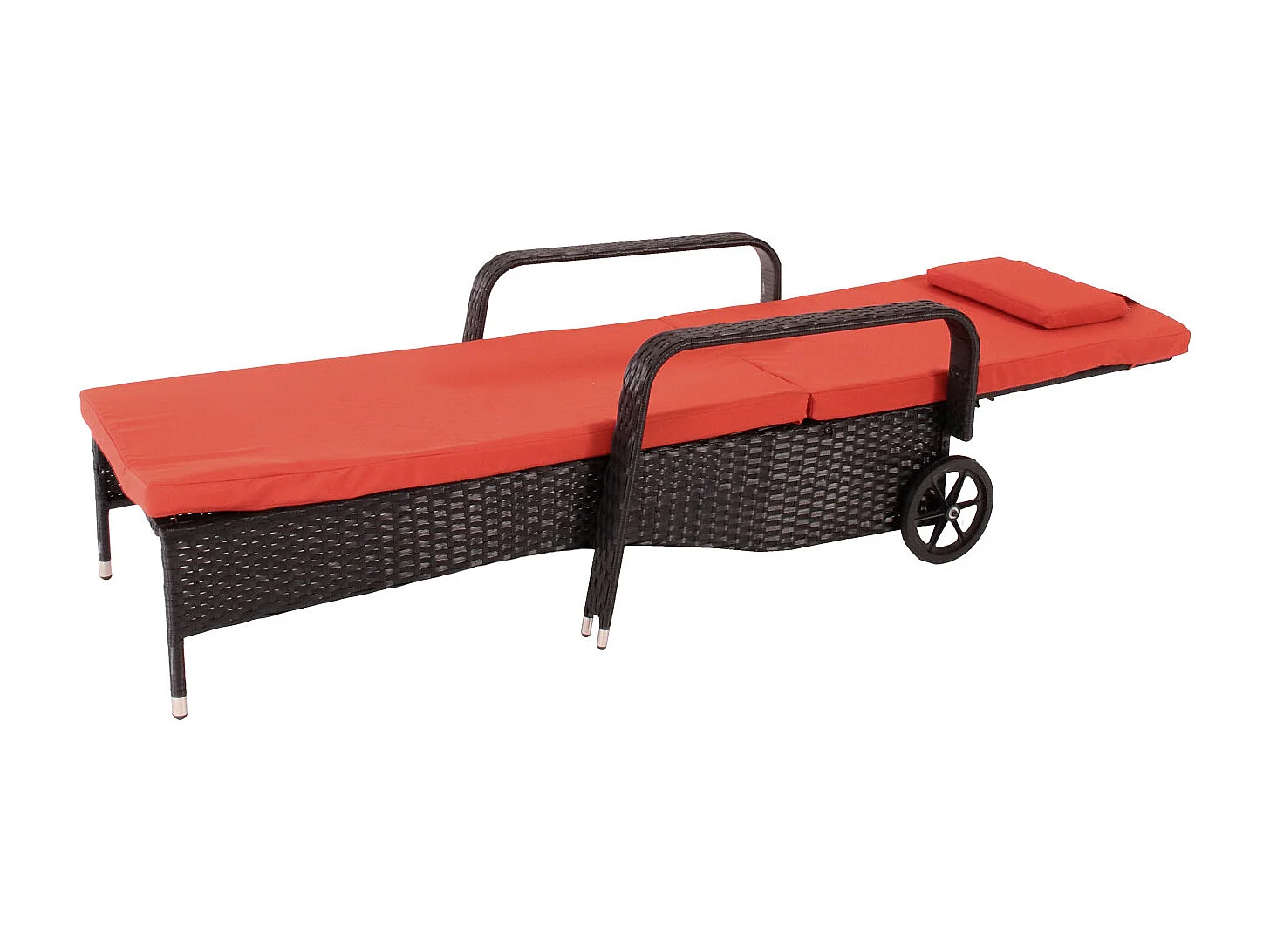 Leżak z polirattanowy Cesena,  antracyt, poduszka terakota