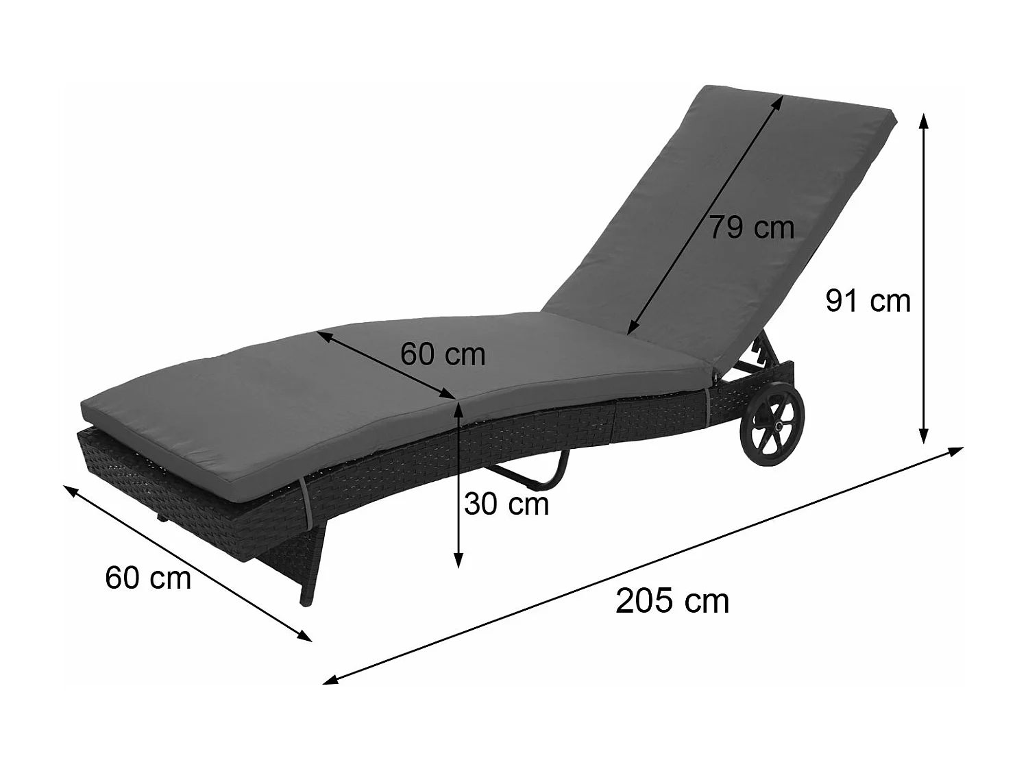 Bain de soleil MCW-D80,  anthracite, coussins terracotta