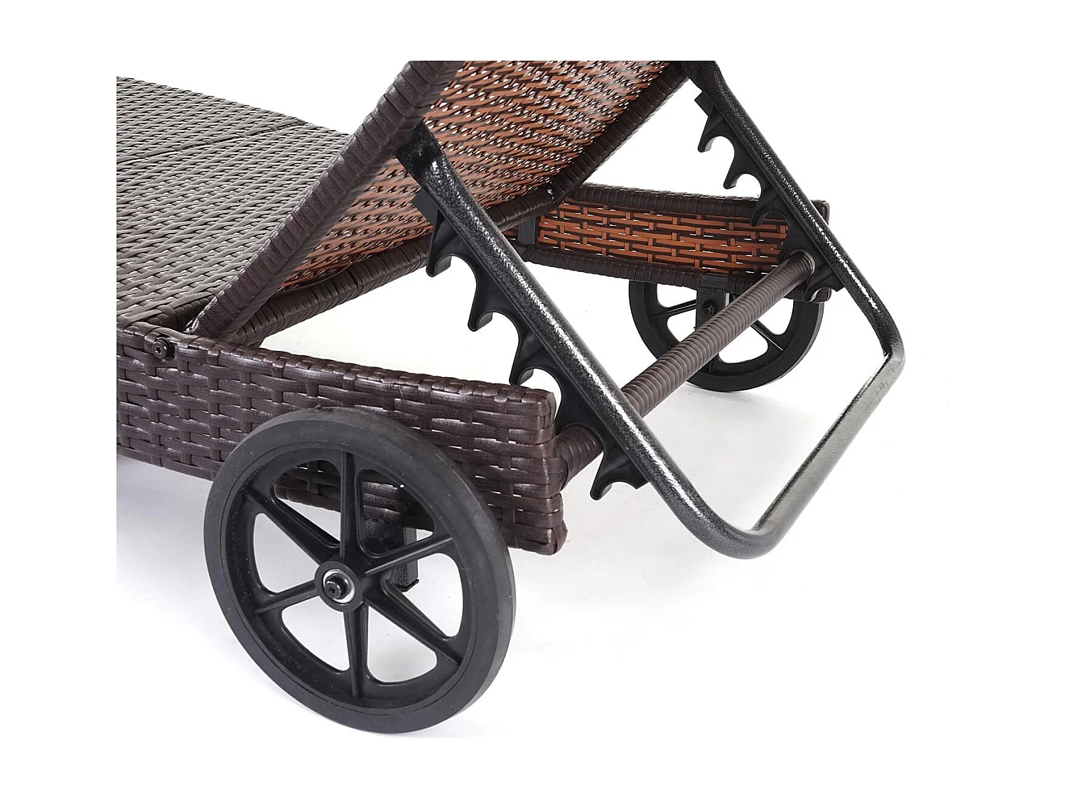 Leżak ogrodowy MCW-D80,  brązowy, beżowe poduszki