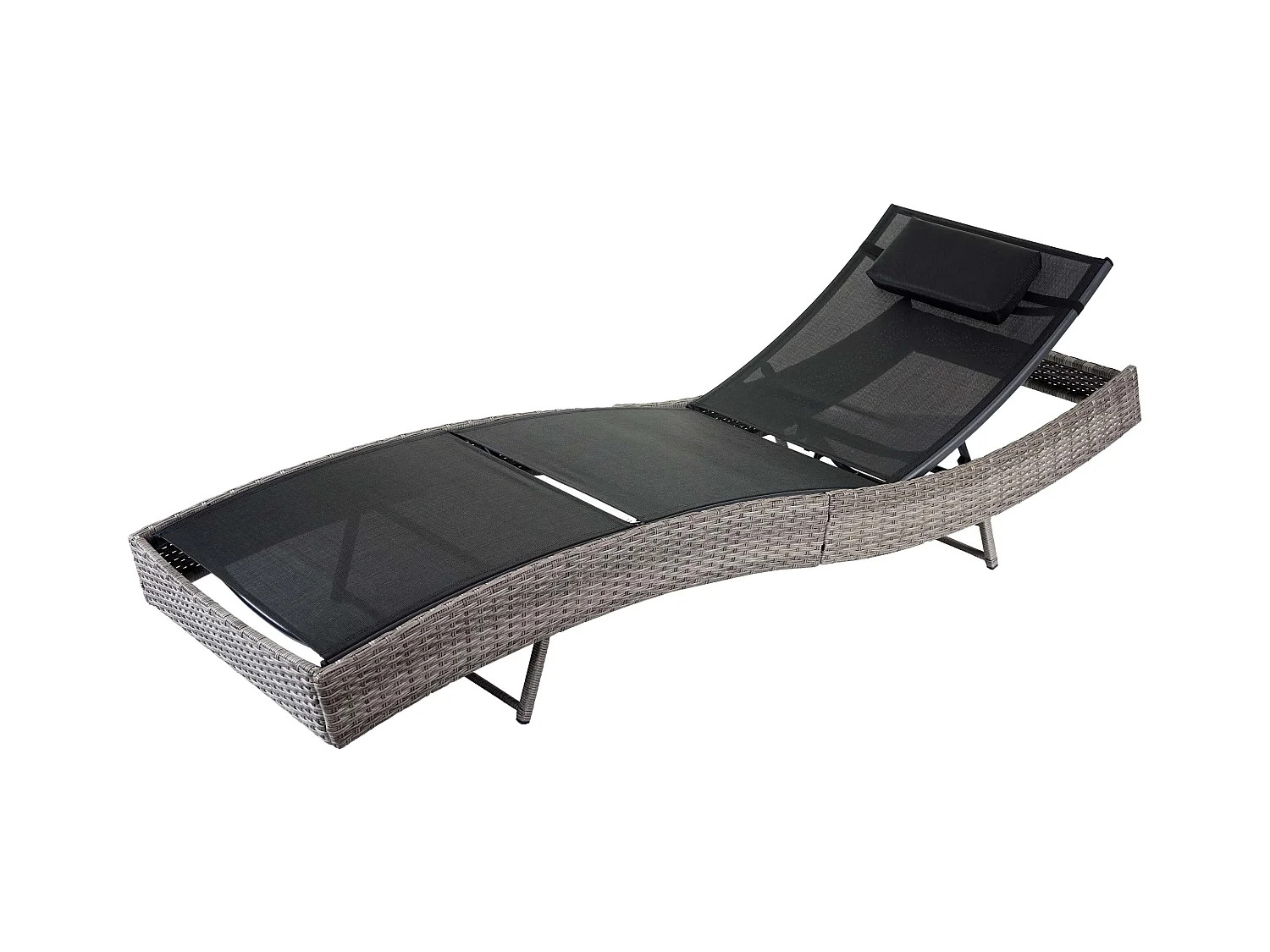 Ligstoel Phoenix,  grijs, bekleding zwart