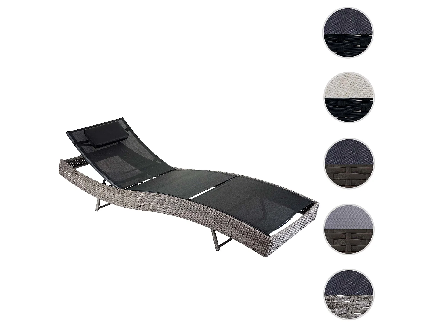 Sonnenliege Phoenix, Grau, Bezug schwarz