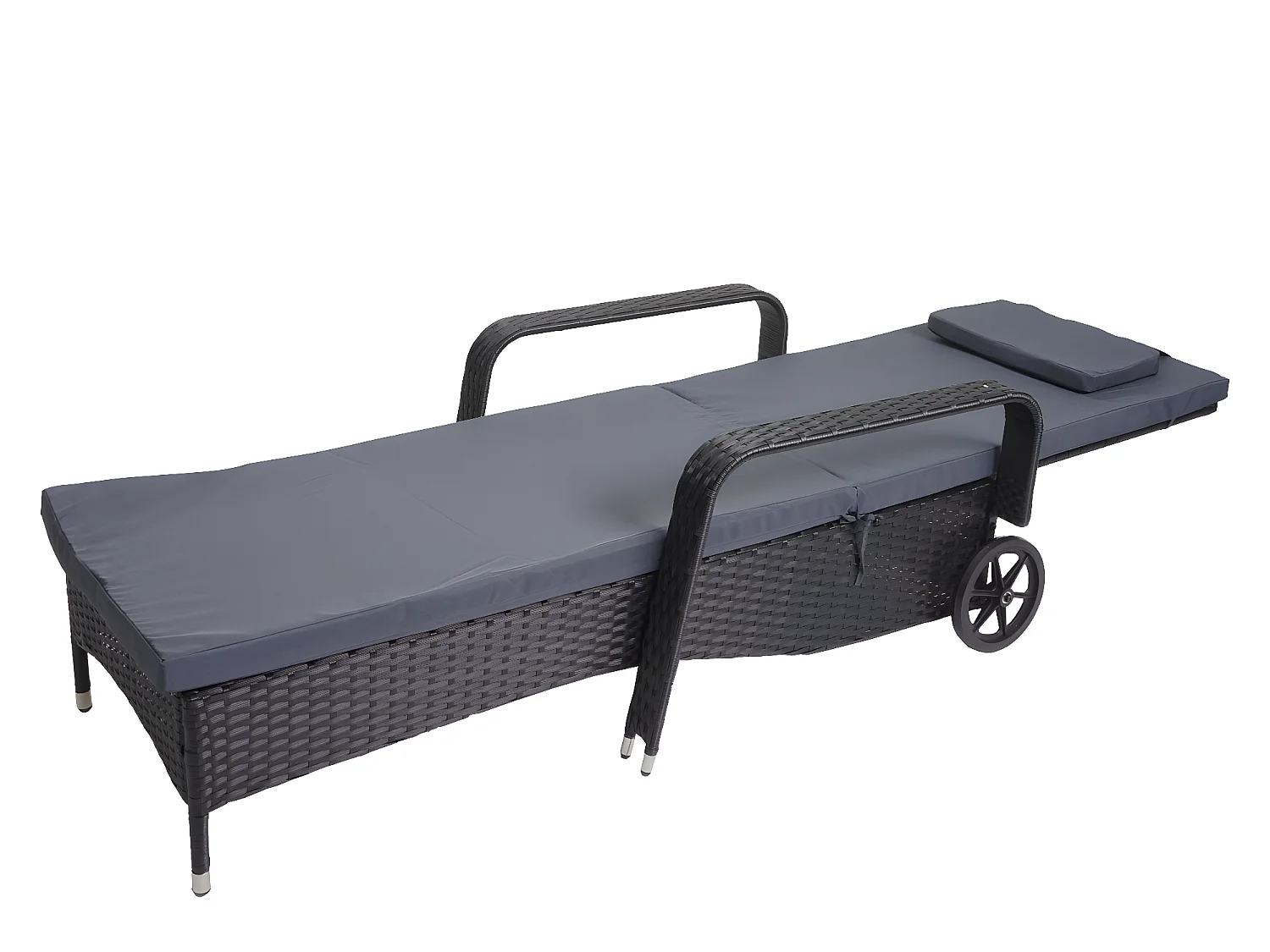 Polirattanowy leżak Cesena,  antracyt, szare poduszki