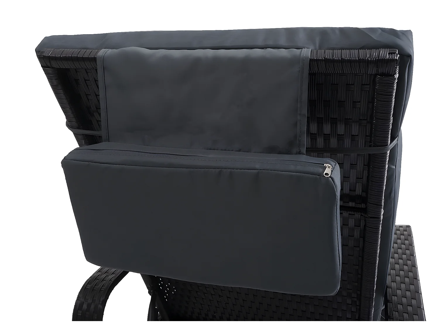 Polirattanowy leżak Cesena,  antracyt, szare poduszki