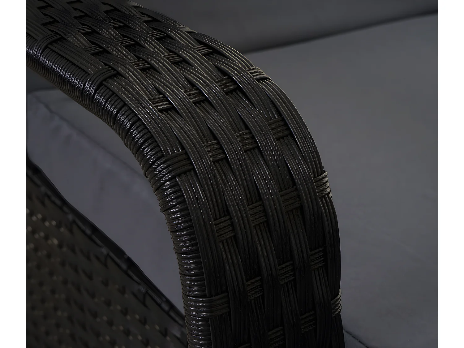 Polirattanowy leżak Cesena,  antracyt, szare poduszki