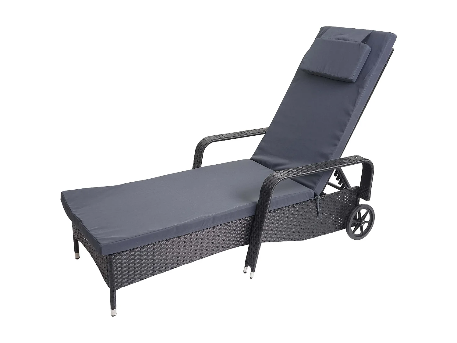 Poly-Rattan Bain de soleil Cesena,  anthracite, coussin gris