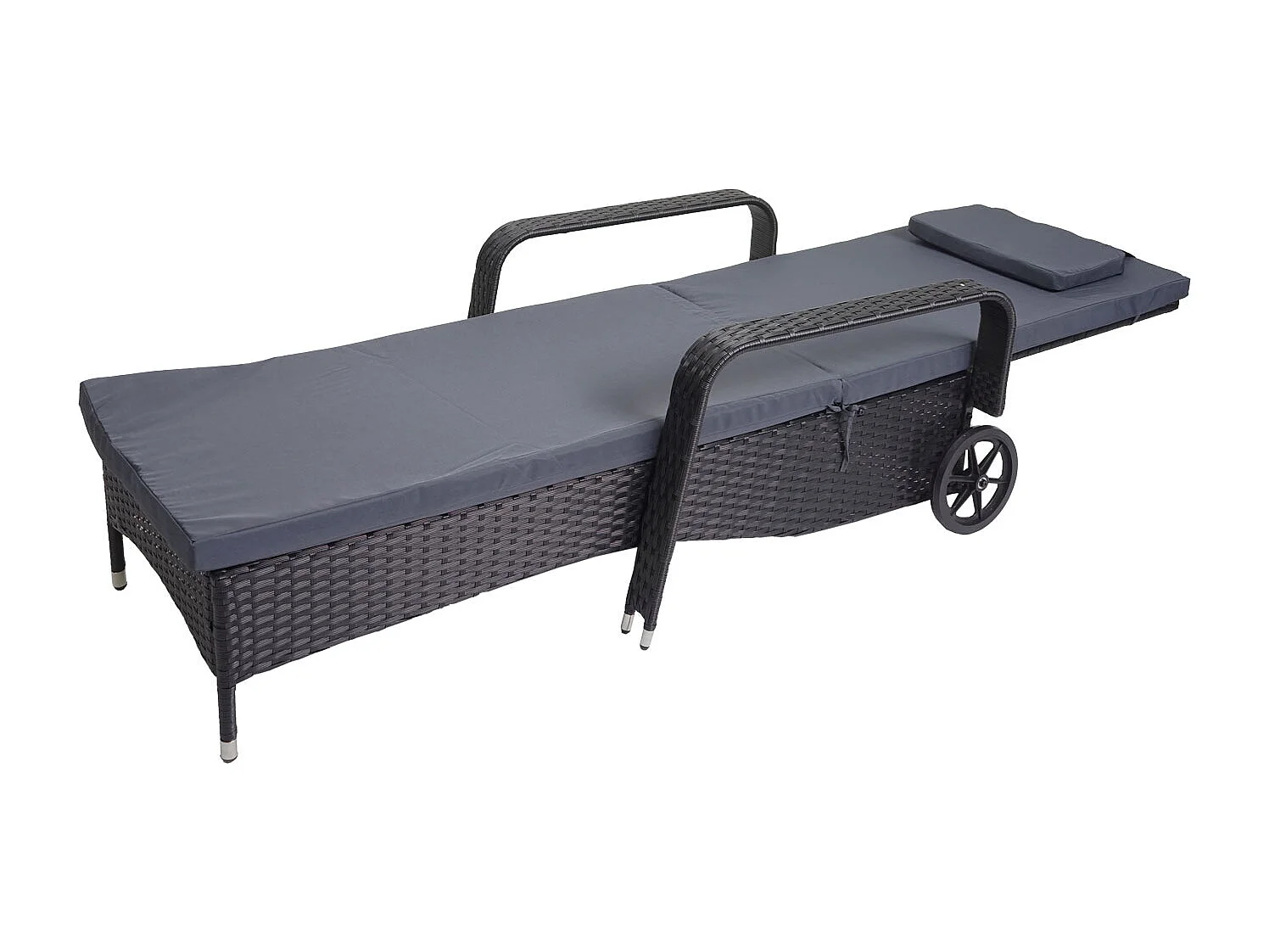 Poly-Rattan Bain de soleil Cesena,  anthracite, coussin gris