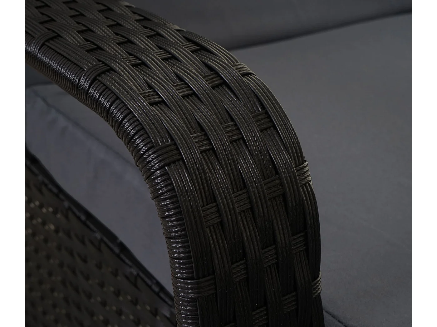 Poly-Rattan Bain de soleil Cesena,  anthracite, coussin gris