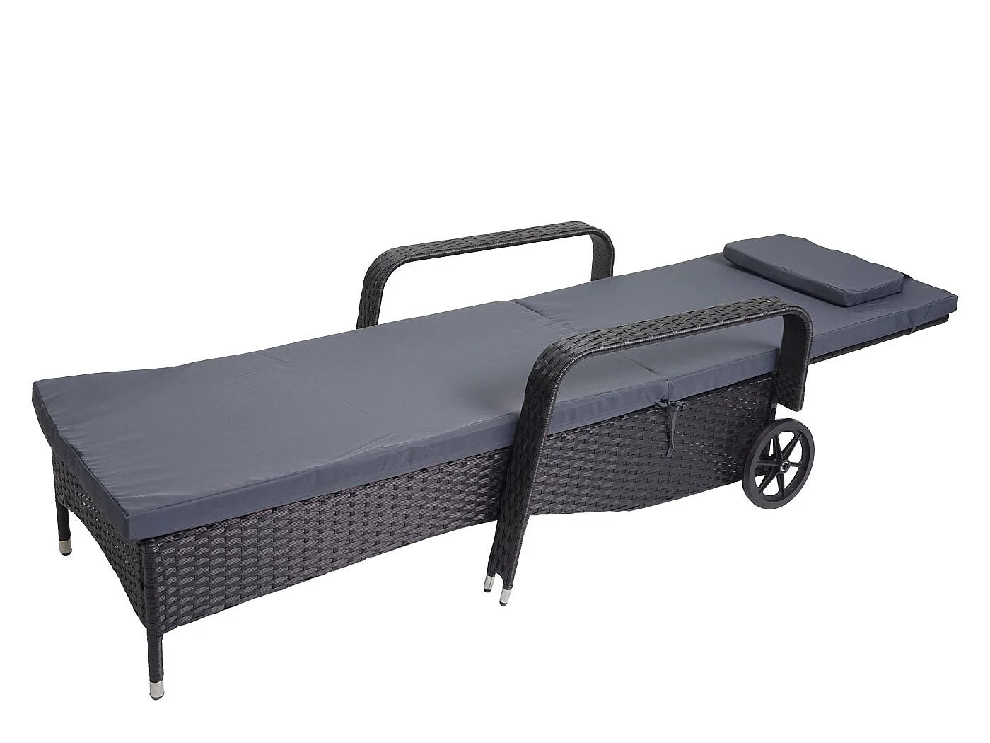 Polyrotan ligstoel Cesena,  antraciet, kussen grijs