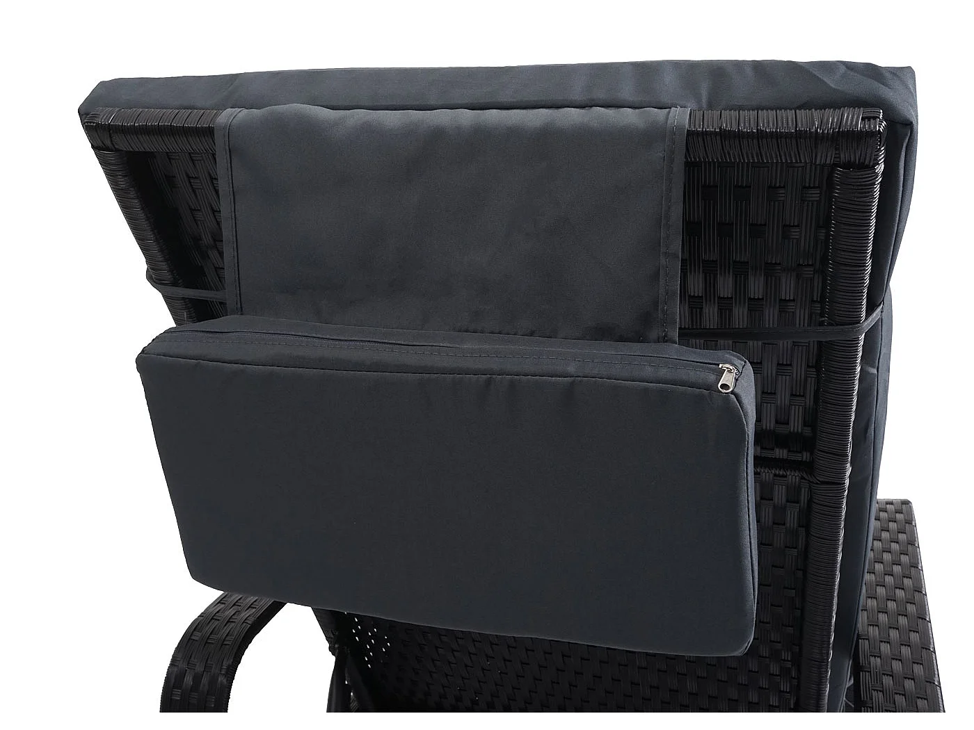 Polyrotan ligstoel Cesena,  antraciet, kussen grijs