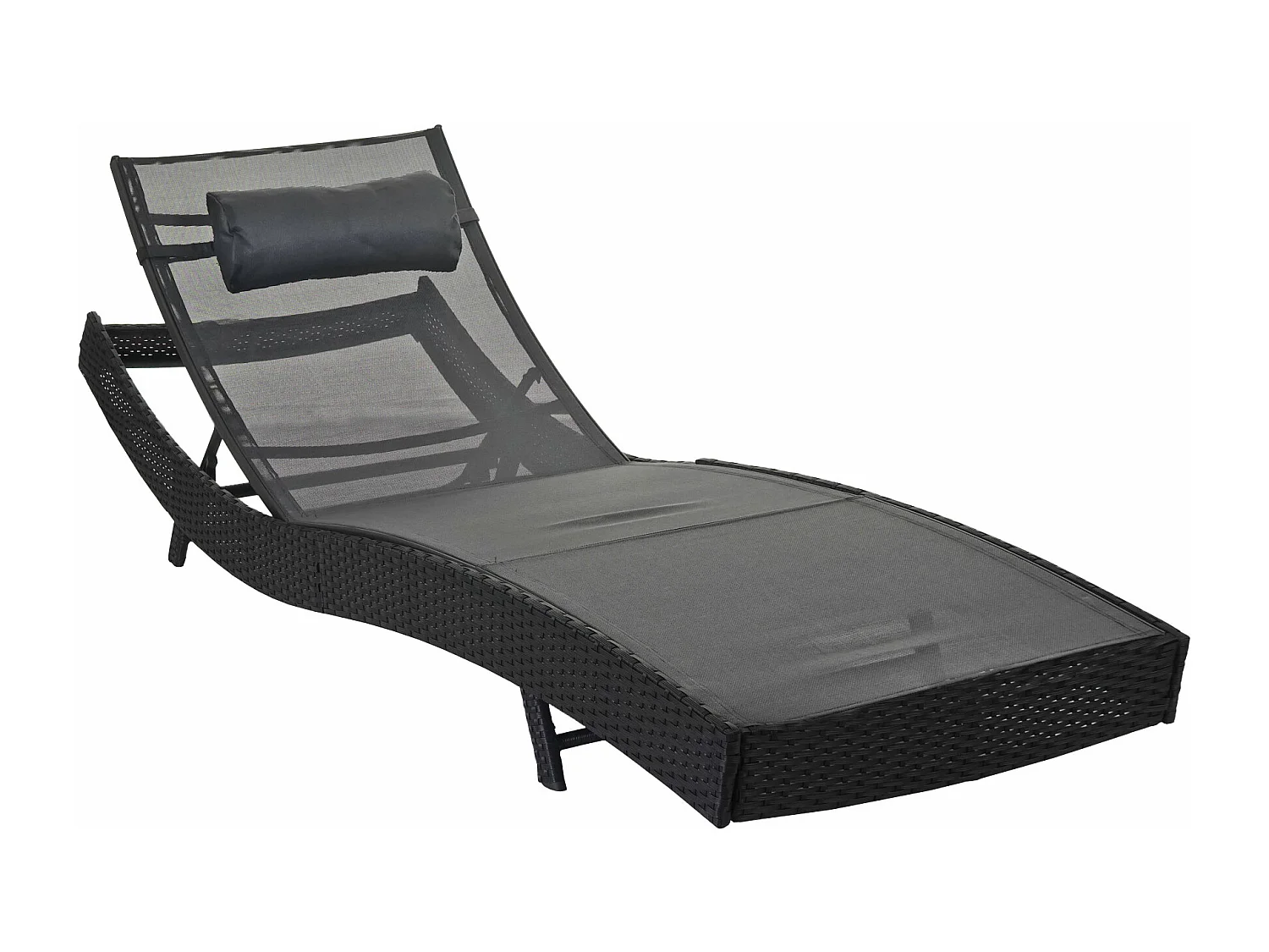 Ligstoel Phoenix,  antraciet, bekleding grijs