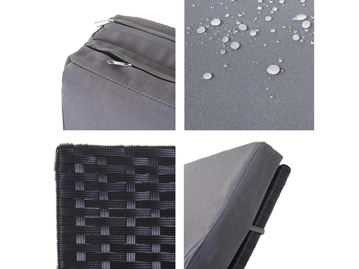 Bain de soleil MCW-D80,  anthracite, coussin gris foncé