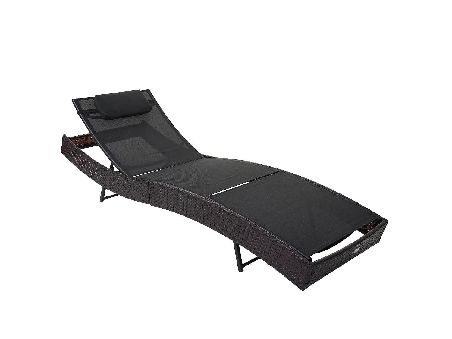 Ligstoel Phoenix,  bruin gemêleerd, bekleding zwart