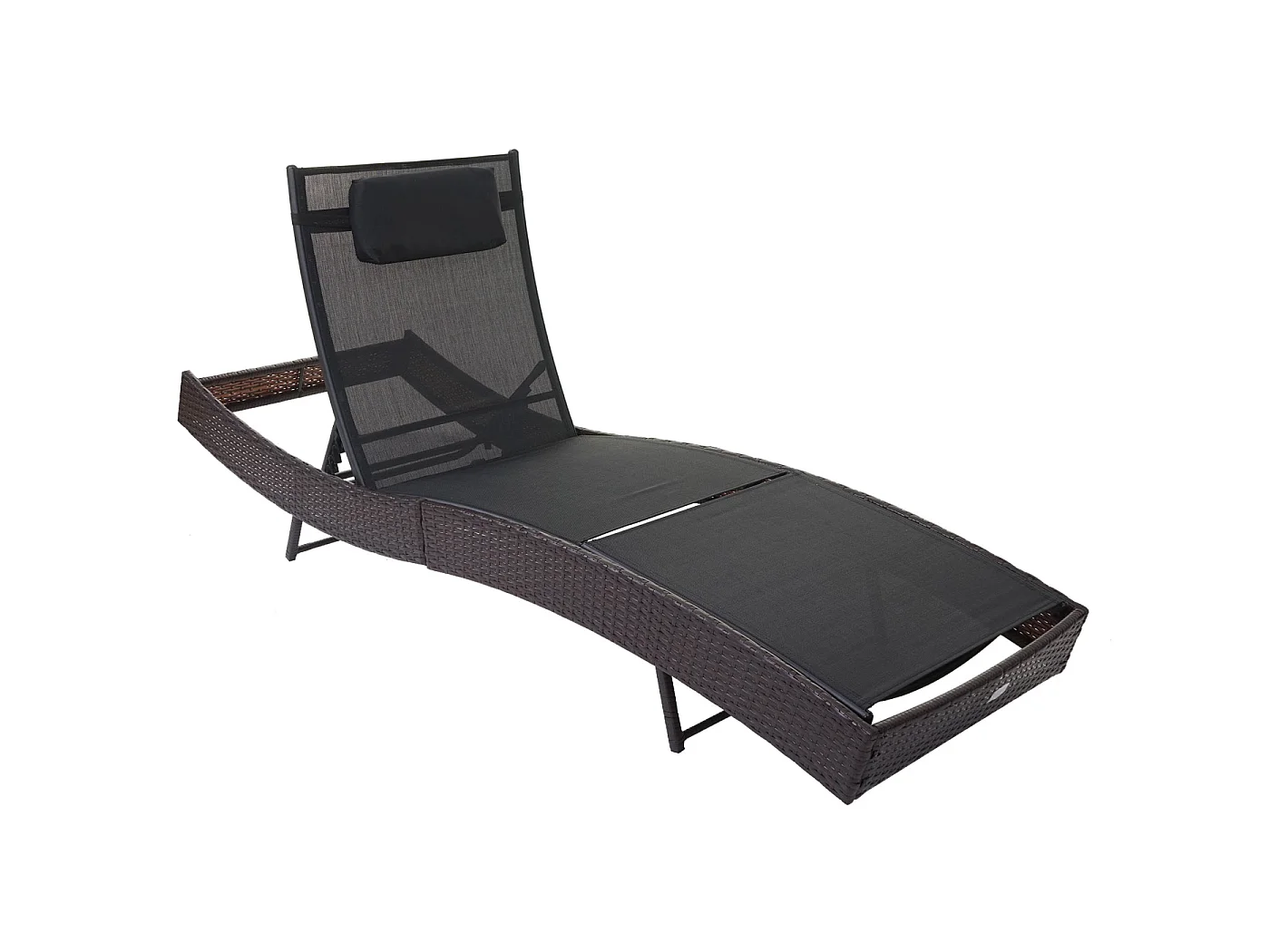 Ligstoel Phoenix,  bruin gemêleerd, bekleding zwart