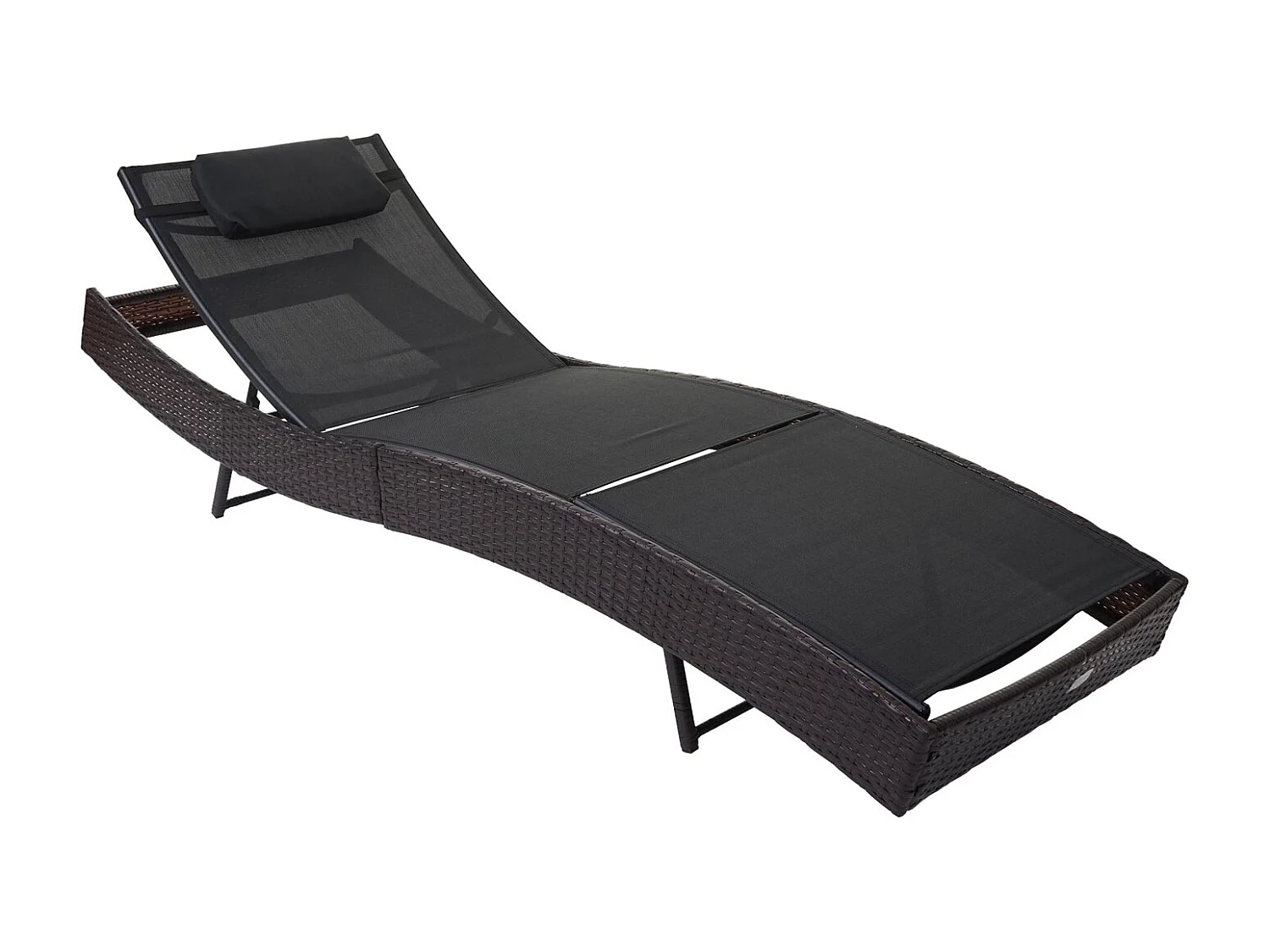 Ligstoel Phoenix,  bruin gemêleerd, bekleding zwart
