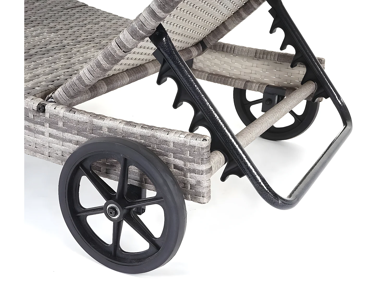 Leżak ogrodowy MCW-D80,  szary, beżowe poduszki