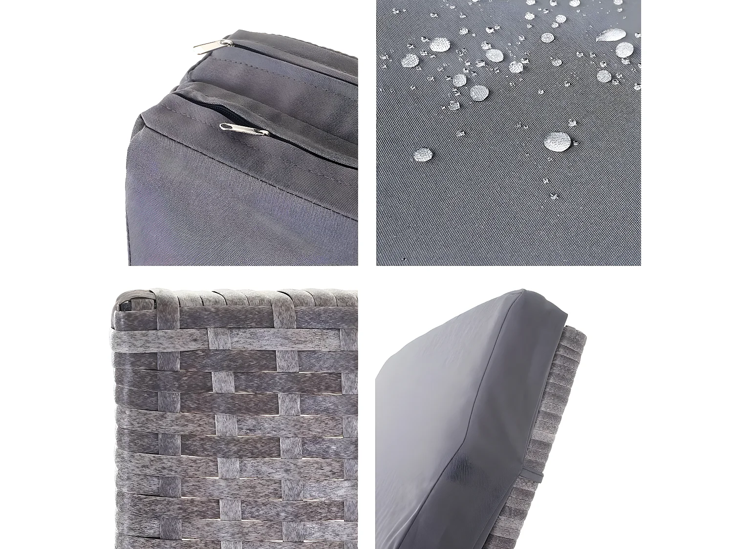 Leżak ogrodowy MCW-D80,  szary, ciemnoszare poduszki