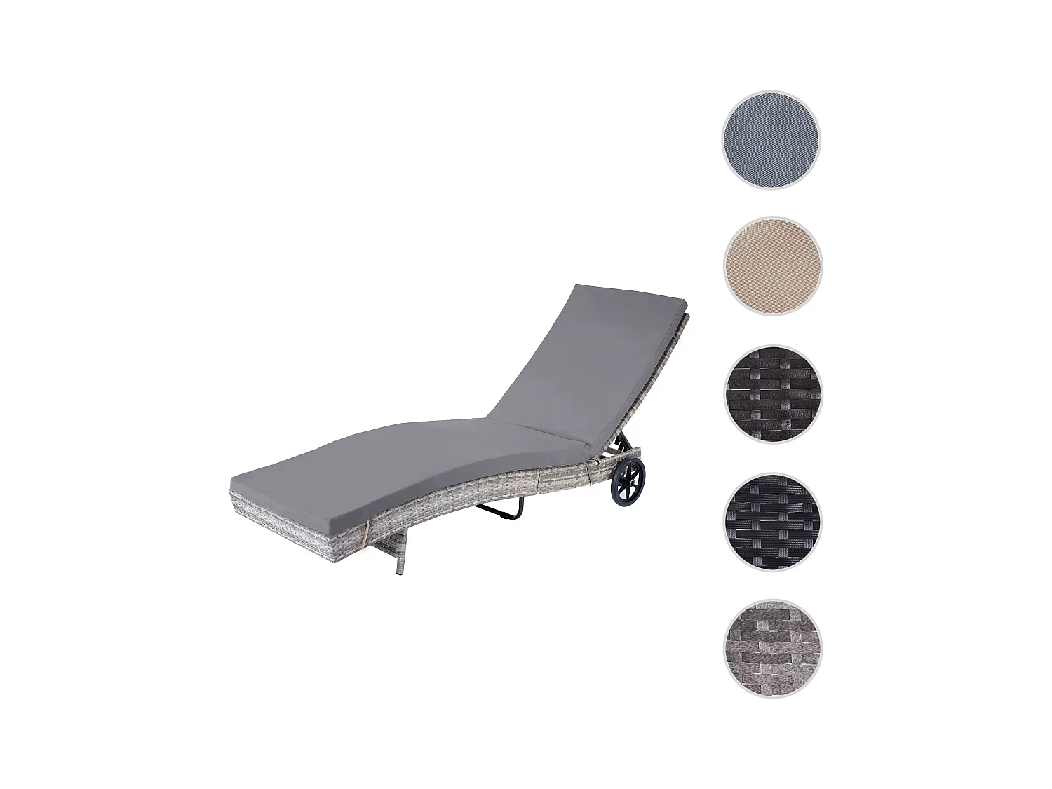 Leżak ogrodowy MCW-D80,  szary, ciemnoszare poduszki