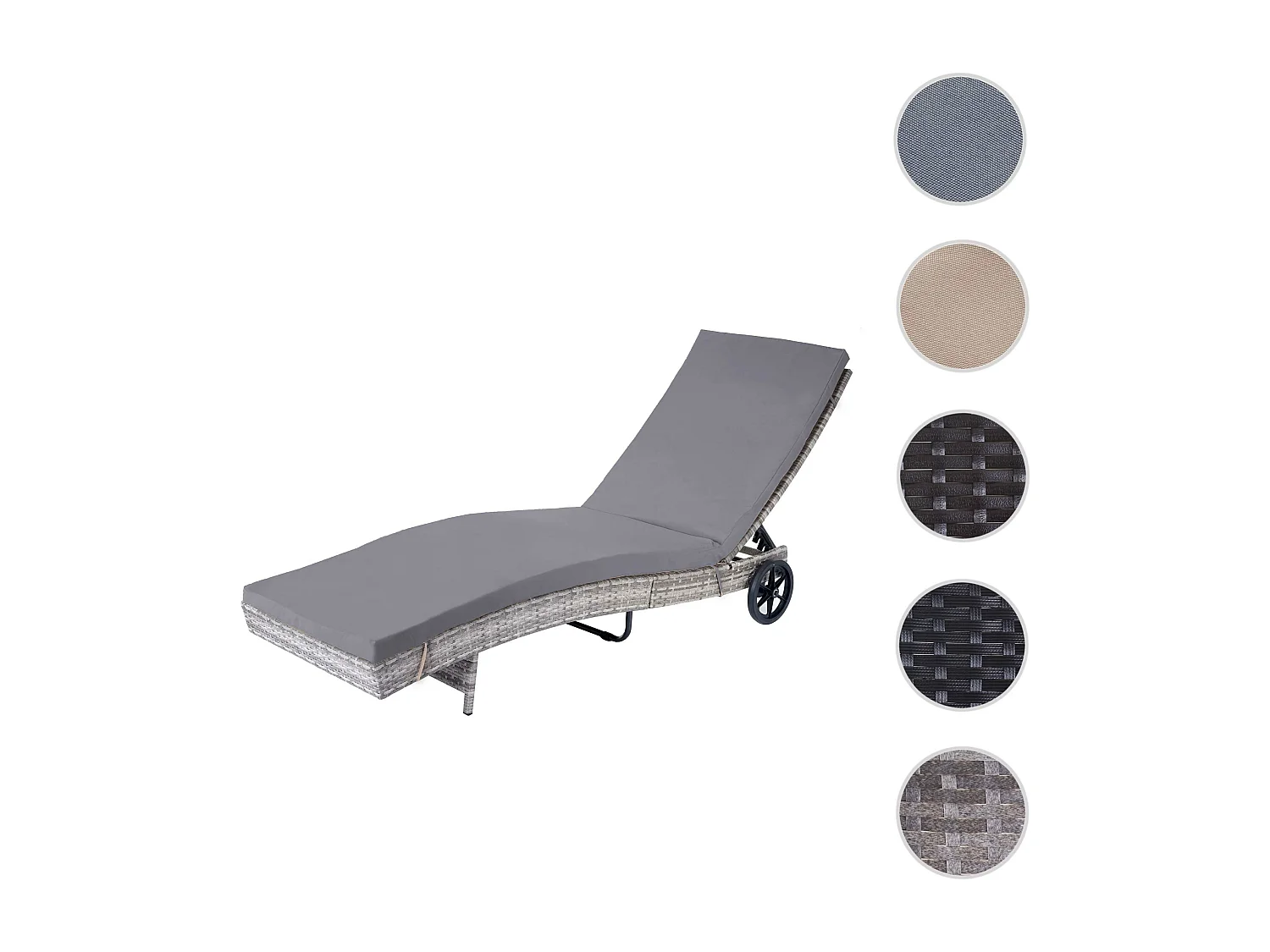 Leżak ogrodowy MCW-D80,  szary, ciemnoszare poduszki