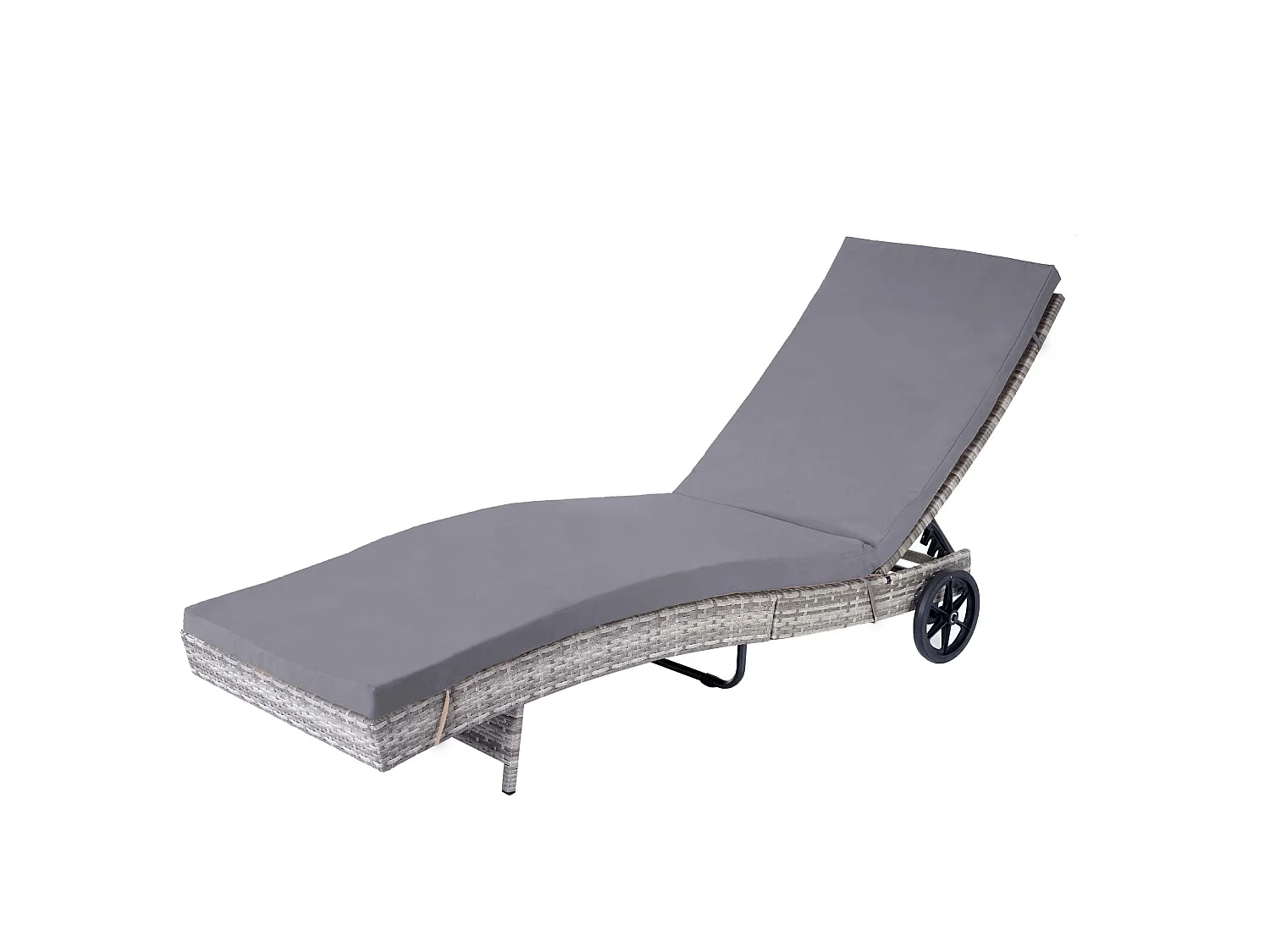 Leżak ogrodowy MCW-D80,  szary, ciemnoszare poduszki