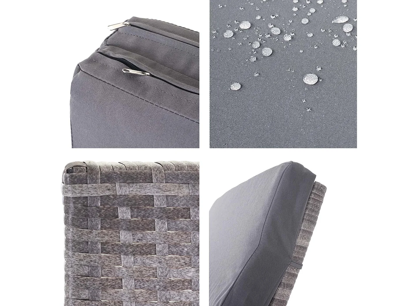 Leżak ogrodowy MCW-D80,  szary, ciemnoszare poduszki